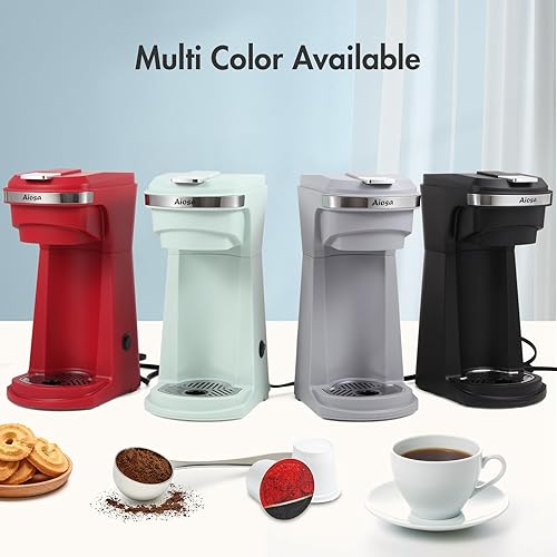 Miniatura 6 de Aiosa Cafetera de taza de una sola porción de 14 onzas con cápsulas K Cup y café molido, cafeteras de una taza de preparación rápida, cafetera de