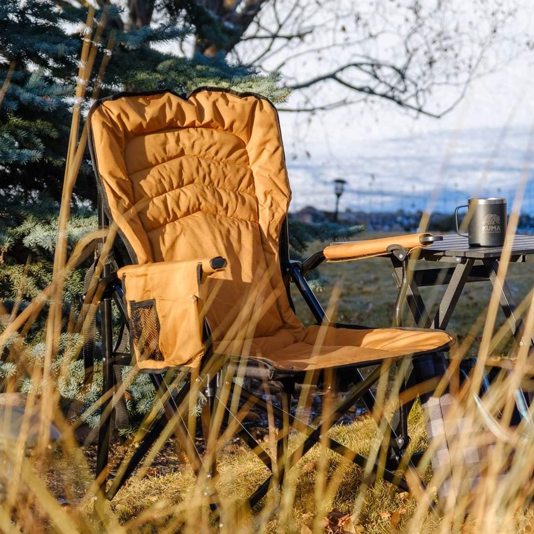 Kuma Outdoor Gear Switchback Chair with Carry Bag, Ultimate Portable Luxury Outdoor Chair for Camping (Red/Black)