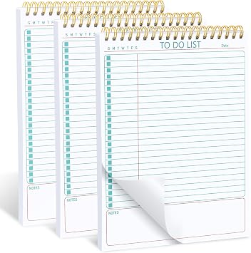To Do List Notepad - 3 Pack A5 Size, Minimalist Design for Productivity, Thick Paper No Bleed & Sturdy Backing - Daily Planner To Do List Notebook for Work, Office, Students