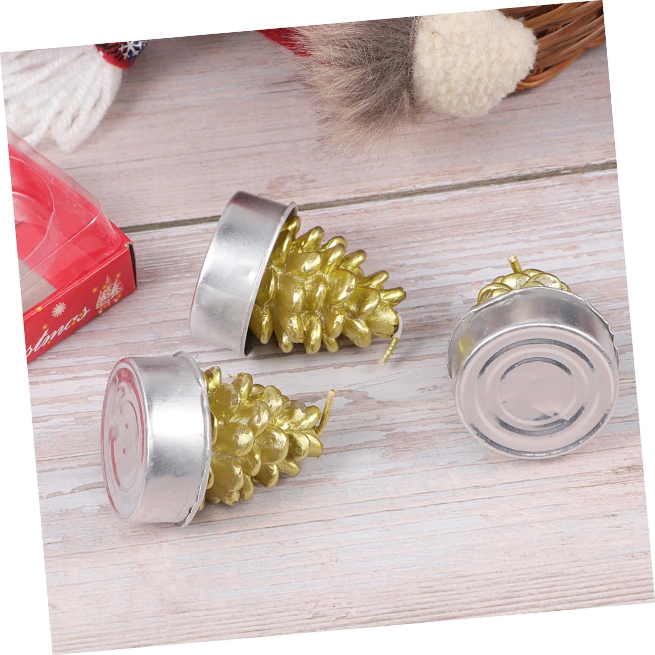 3 Pcs Pine Cone Christmas Candle Wax Set for Table Display Xmas