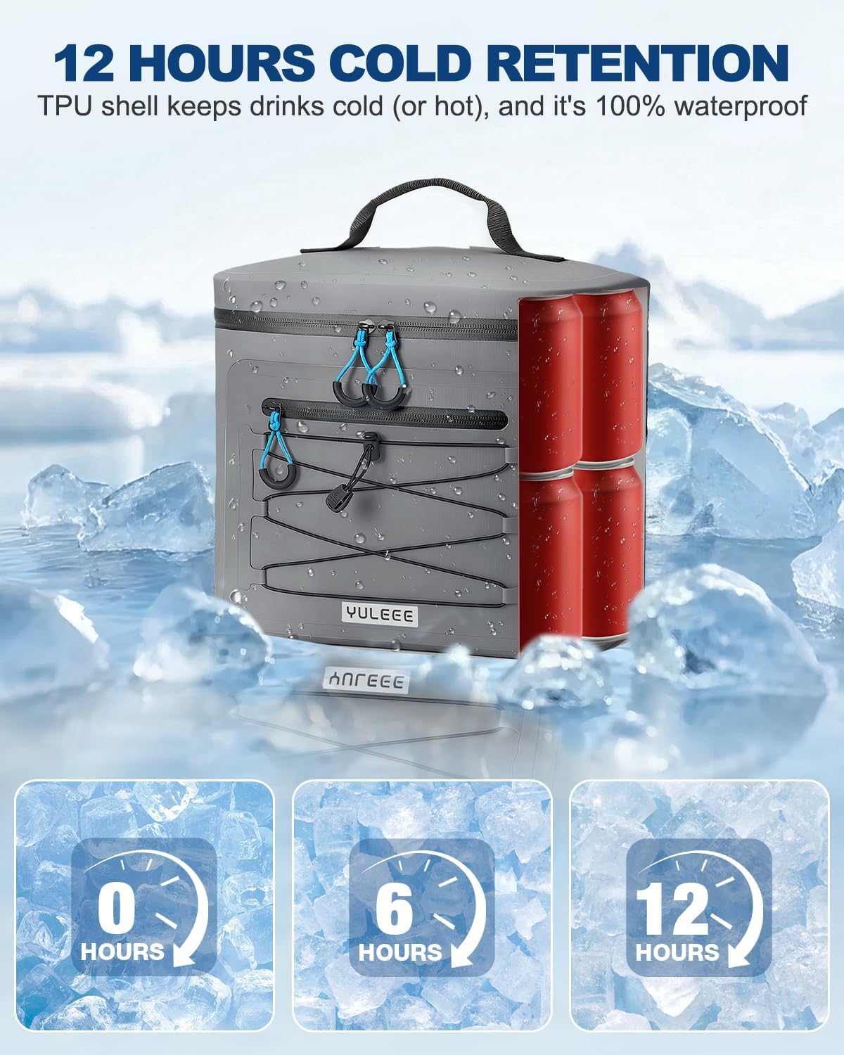 Cooler Bag, 7/16/30 Can Soft Sided Small Portable Insulated Cooling Pack, Everyday Lunch Cooler, Leakproof Ice Chest for Beach, Camping, Travel, Picnic