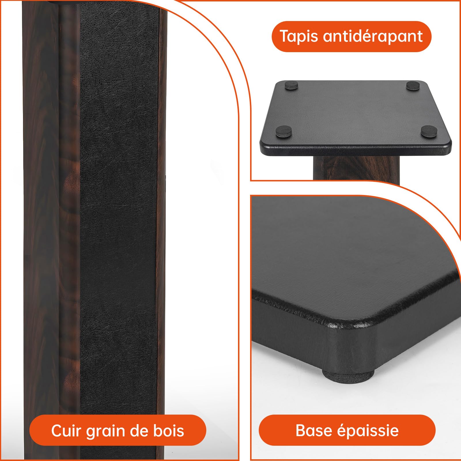 OUUTMEE Lot de 2 Pieds D'Enceintes en Bois, Charge maximale: 50KG, 30CM | Supports de Haut-parleurs Robustes, Pour Enceintes de Bibliothèque et Satellites, Support D'enceinte de Sol