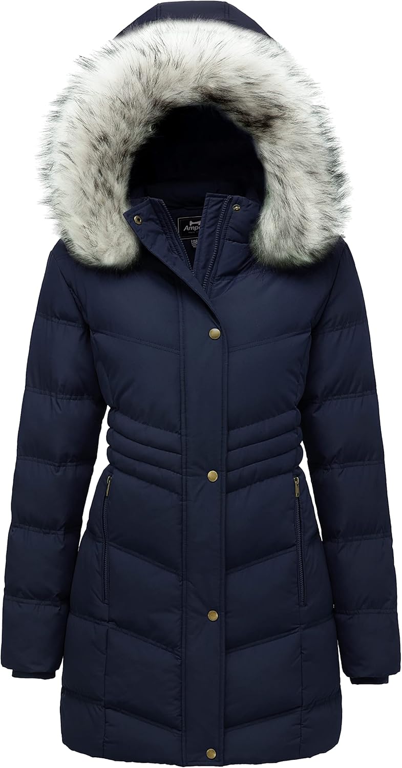 Women’s Winter Long Puffer Coat Parka Jacket with Faux Fur Removable Hood Women’s Winter Long Puffer Coat Parka Jacket with Faux Fur Removable Hood