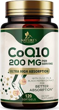CoQ10 Softgels - Coenzyme Q10 200mg Per Serving - Extra Strength Coenzyme Q10 Supplement - Piperine for Enhanced Absorption - CoQ10 Antioxidant for Heart Health Support - Bottled in USA - 120 Softgels