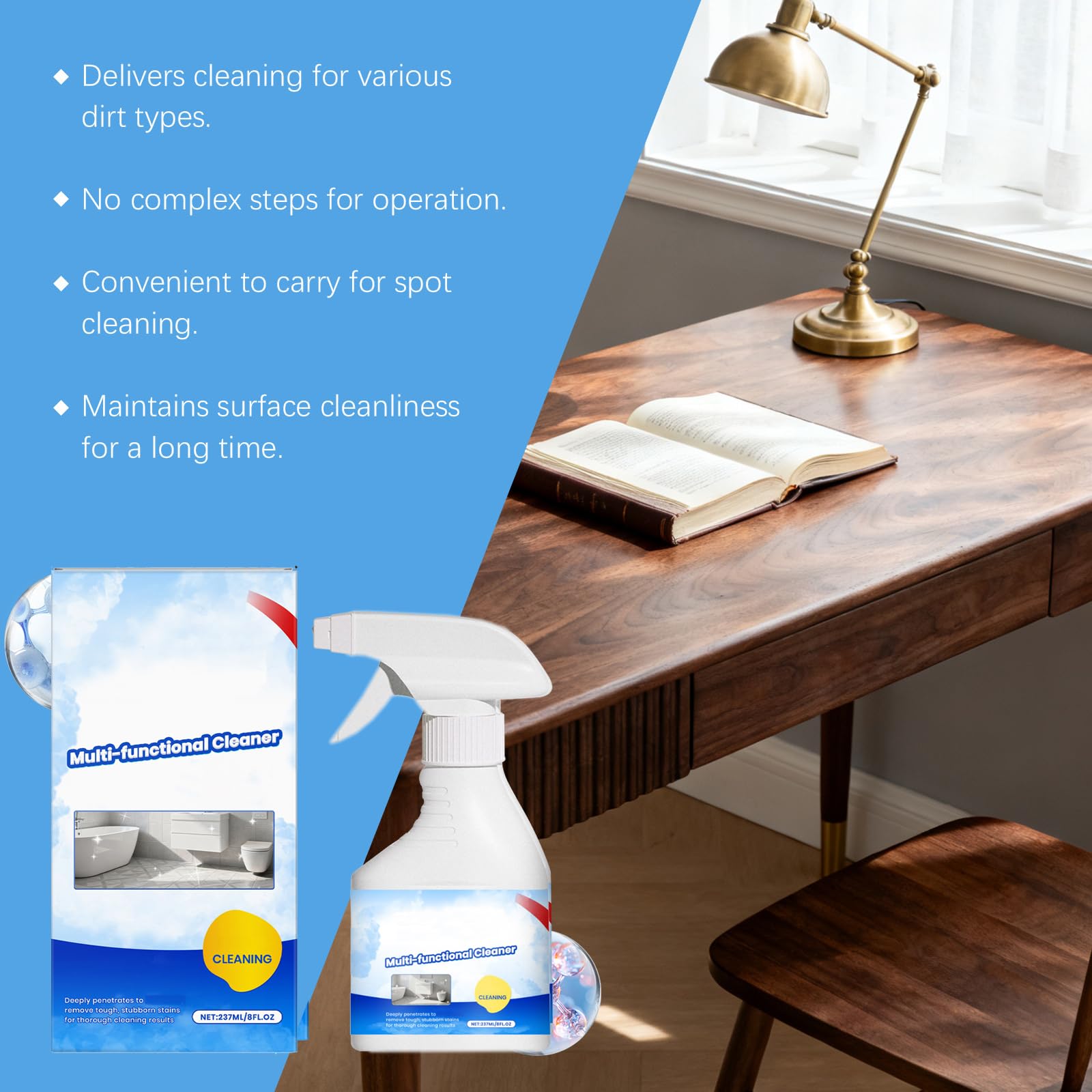 Limpiador de espuma multifuncional para eliminar manchas difíciles, potente limpiador de cocina para manchas de grasa difíciles, spray de espuma descalcificadora de baño, adecuado para inodoros