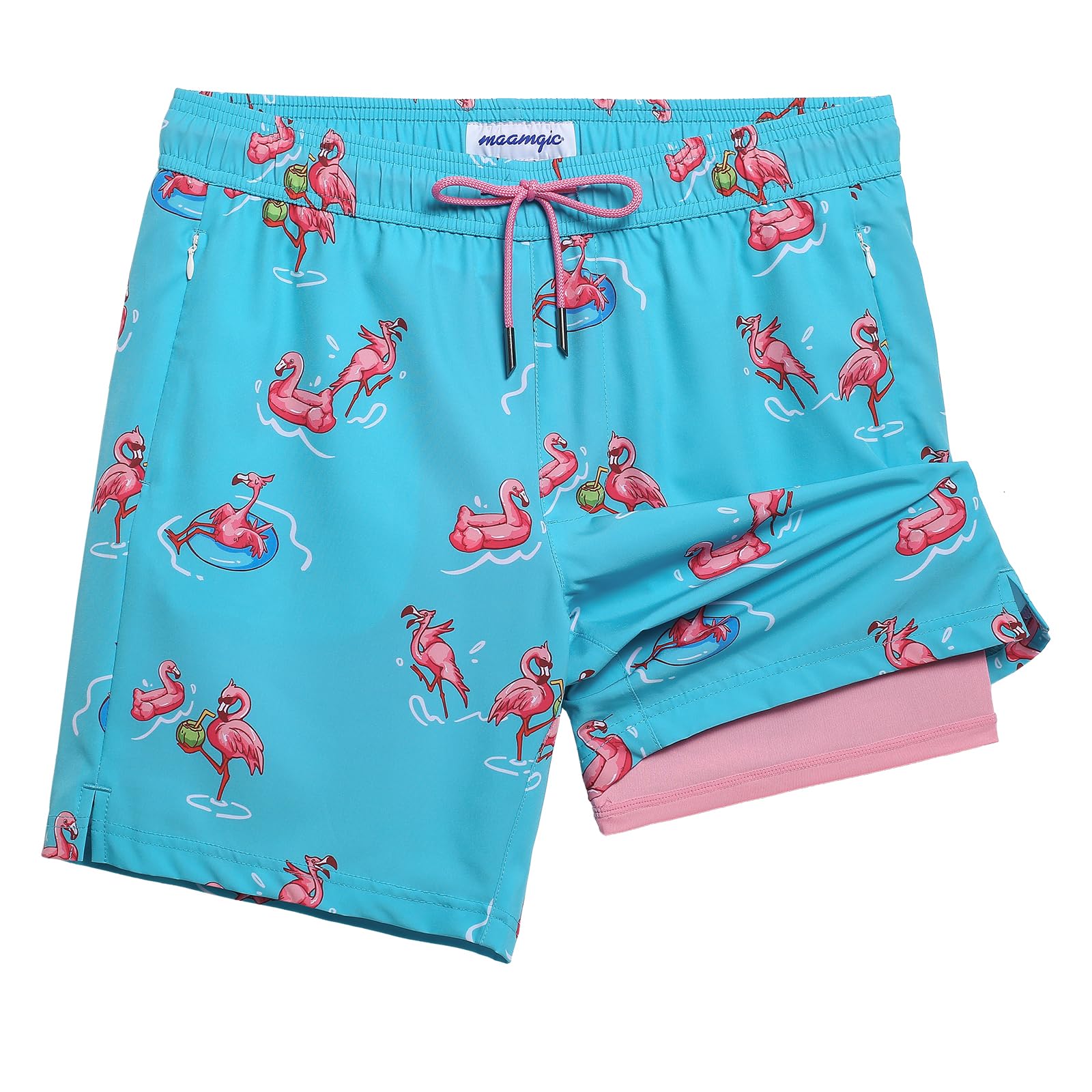 maamgic 2 in 1 Mens Swim Trunks 7 Inch Swim Shorts Swim Suits Board Shorts