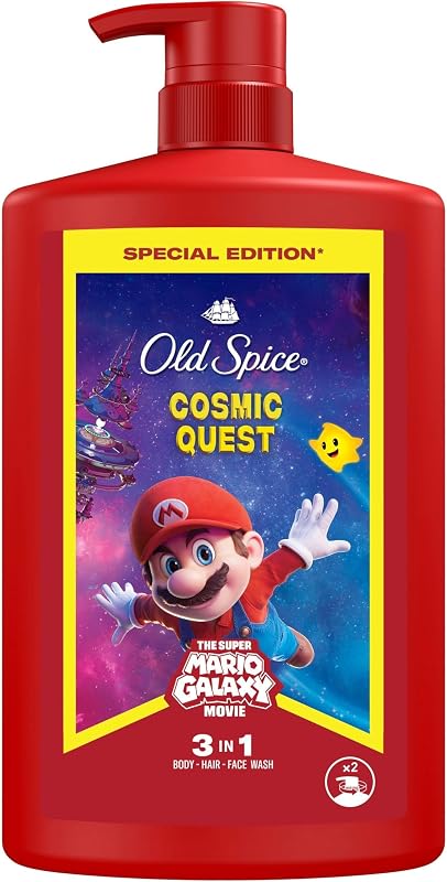 Old Spice Super Mario Galaxy Movie Special Edition 3-in-1 Duschgel für Haar, Gesicht und Körper 1000 ml, langanhaltende Frische, Duft in Parfumqualität