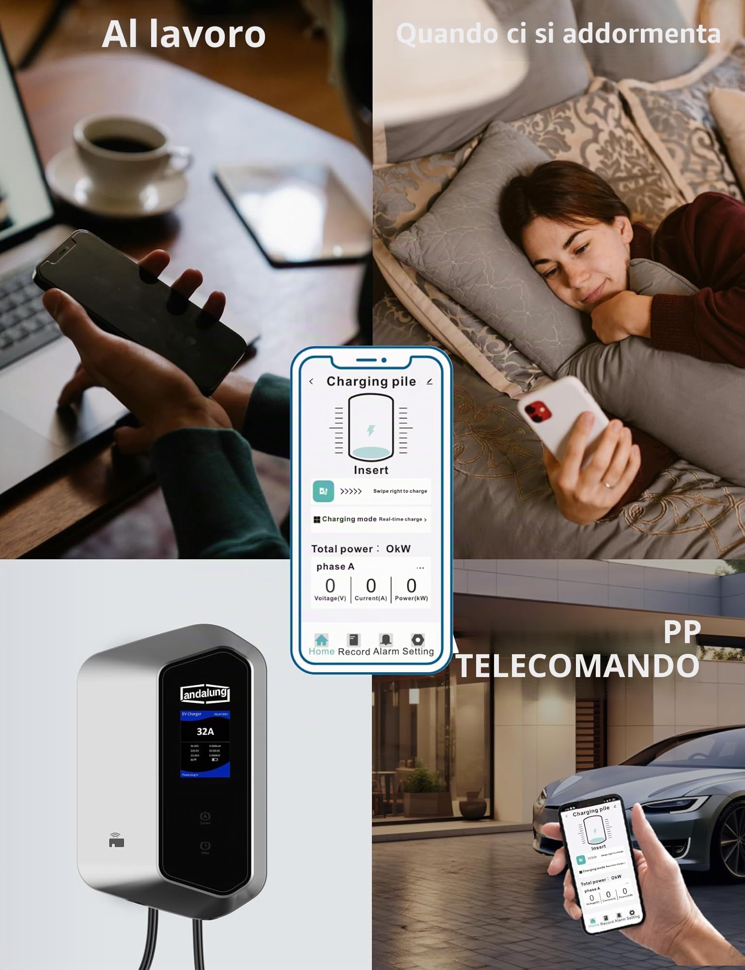 Caricatore EV 7kW, 200-250V monofase, tipo 2, 6-32A, cavo da 10 m, Controllo tramite APP via Wi-Fi, IP65, adatto per tutti i veicoli elettrici