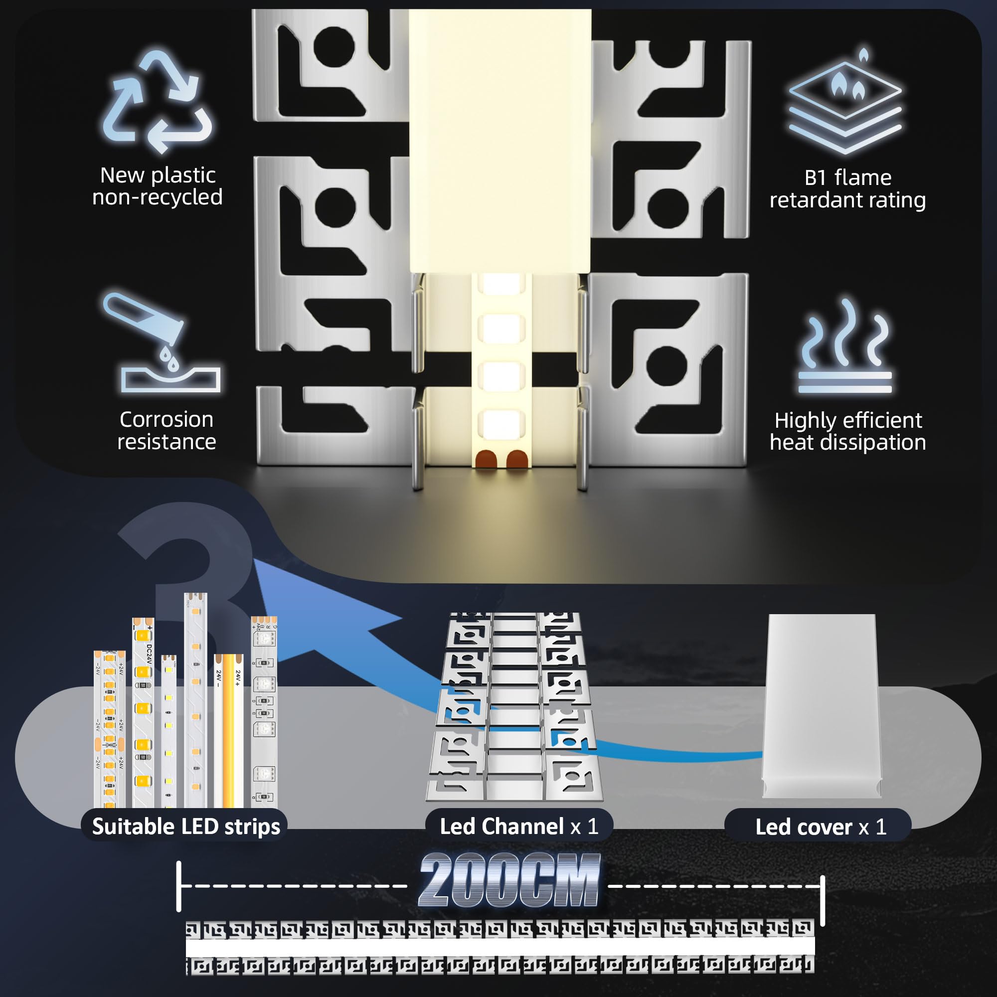 Profilo a LED flessibile, 2 m × 15 – Profilo flessibile in alluminio per cartongesso e piastrelle