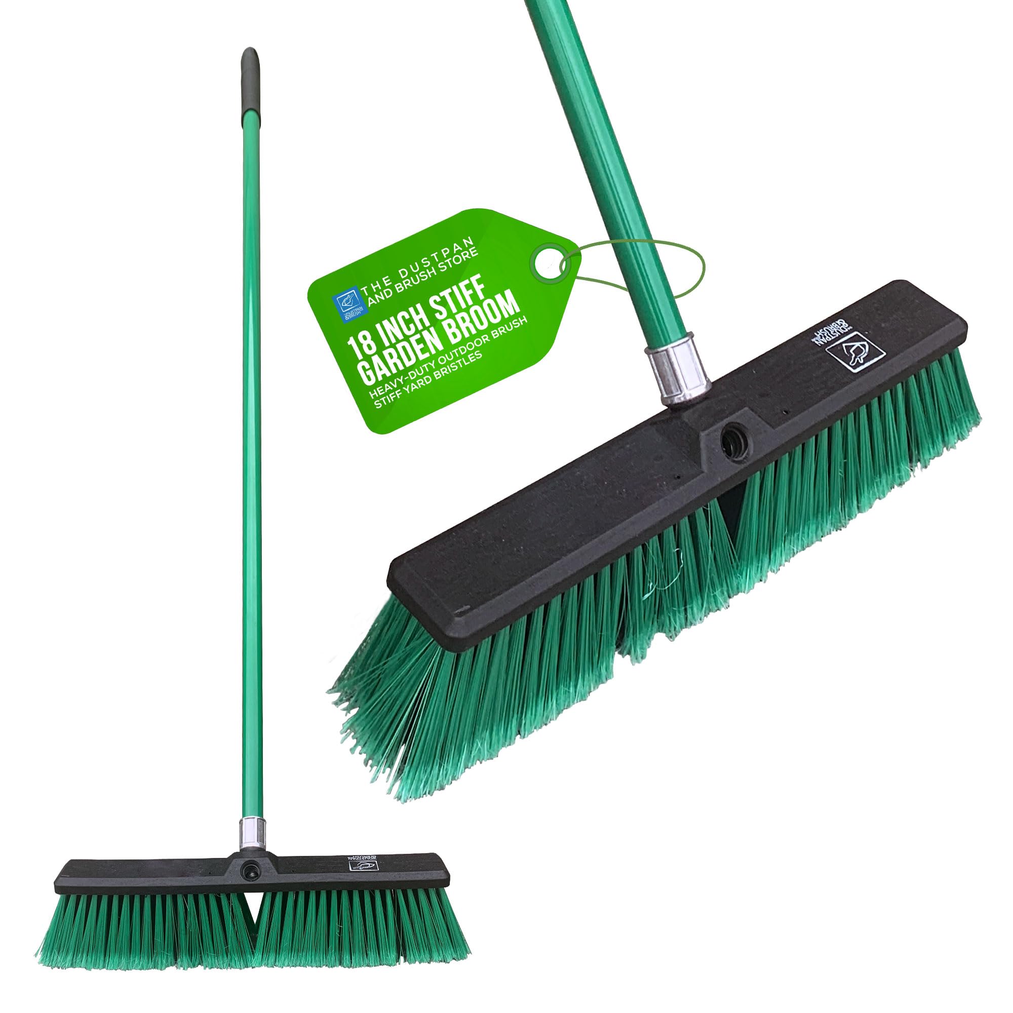 Stiff Outdoor 18""  Yard Sweeping Brush Garden Broom Bristles Strong Handle