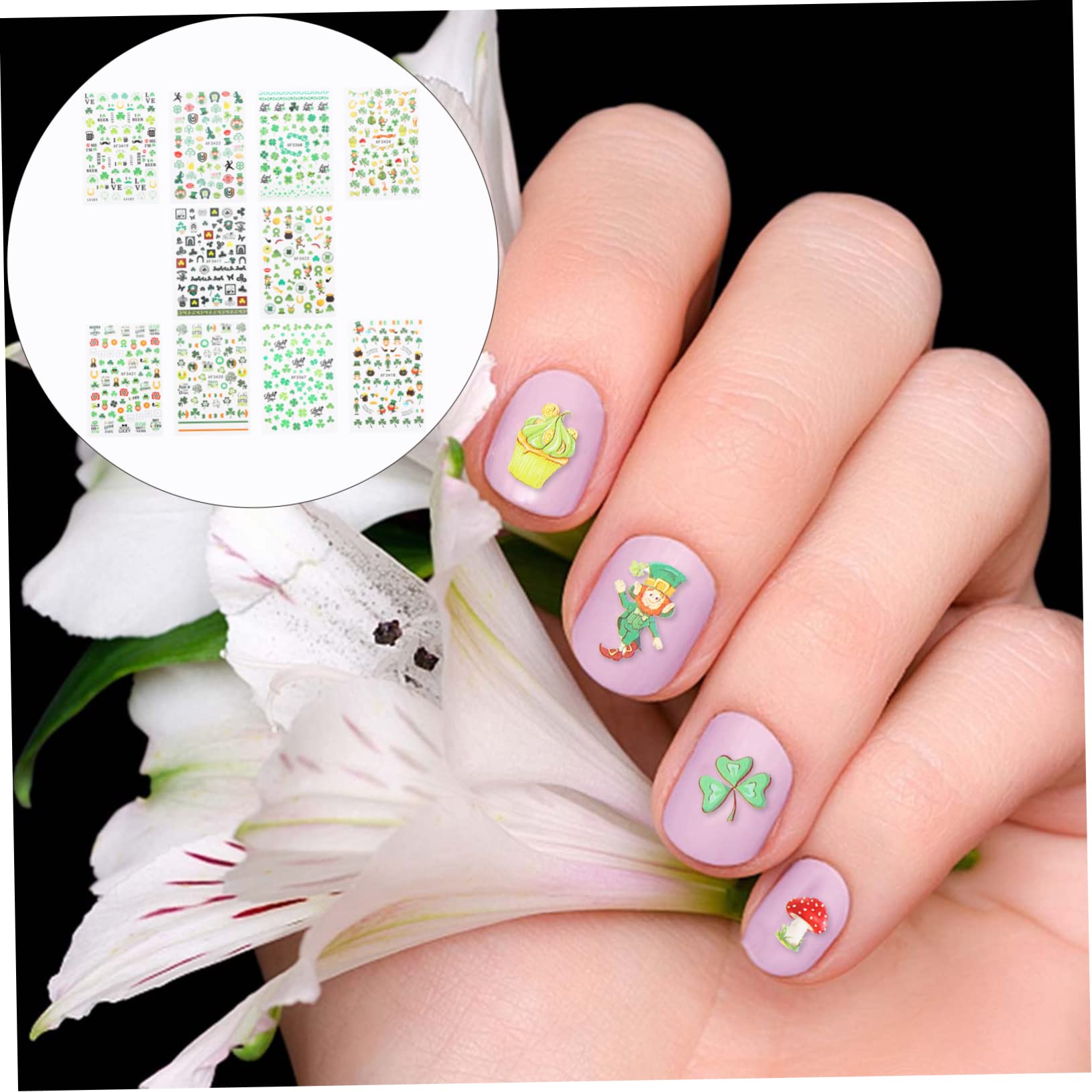 Beaupretty 30fogli Adesivi Per Unghie Creativi Per Festival Di San Patrizio Decalcomanie Per Manicure Facili Da Applicare e Resistenti Materiali Sicuri e Adatti Per Festività