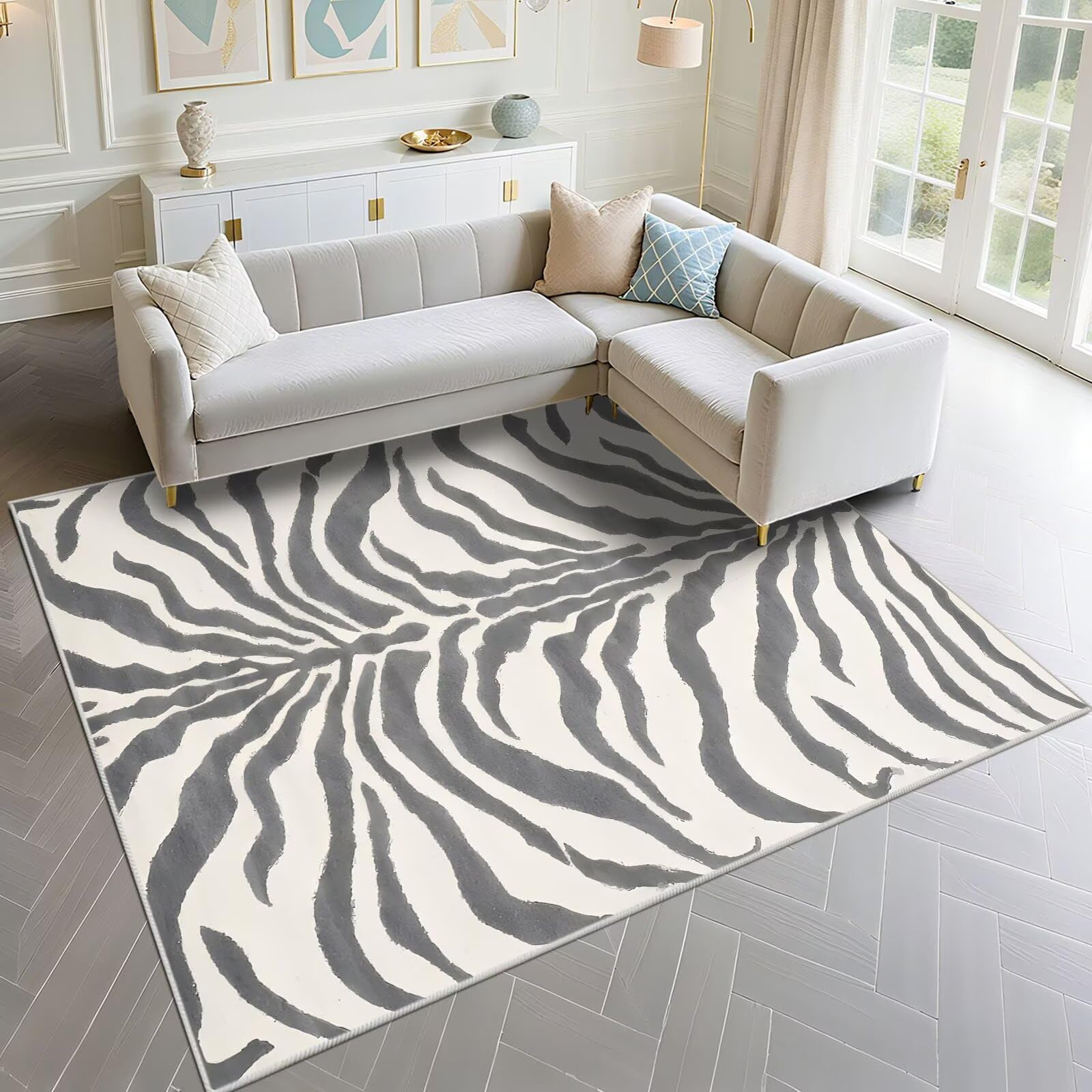 Tapis de salon moderne gris 120x140cm pour créer un coin détente ado