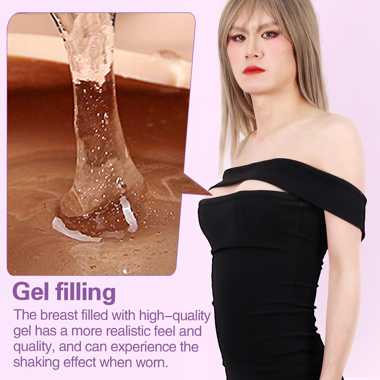 Strapless Breast Plates Crossdresser Silicone Filled Breastplate Tube Top Fake Boob False Breasts for Trans Women