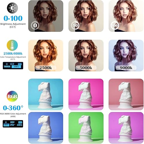 Miniatura 3 de UTEBIT Luz de selfie portátil para iPhone Luz LED portátil para fotografía con mini cabeza de bola/2500K-9000K/2000mAh recargable