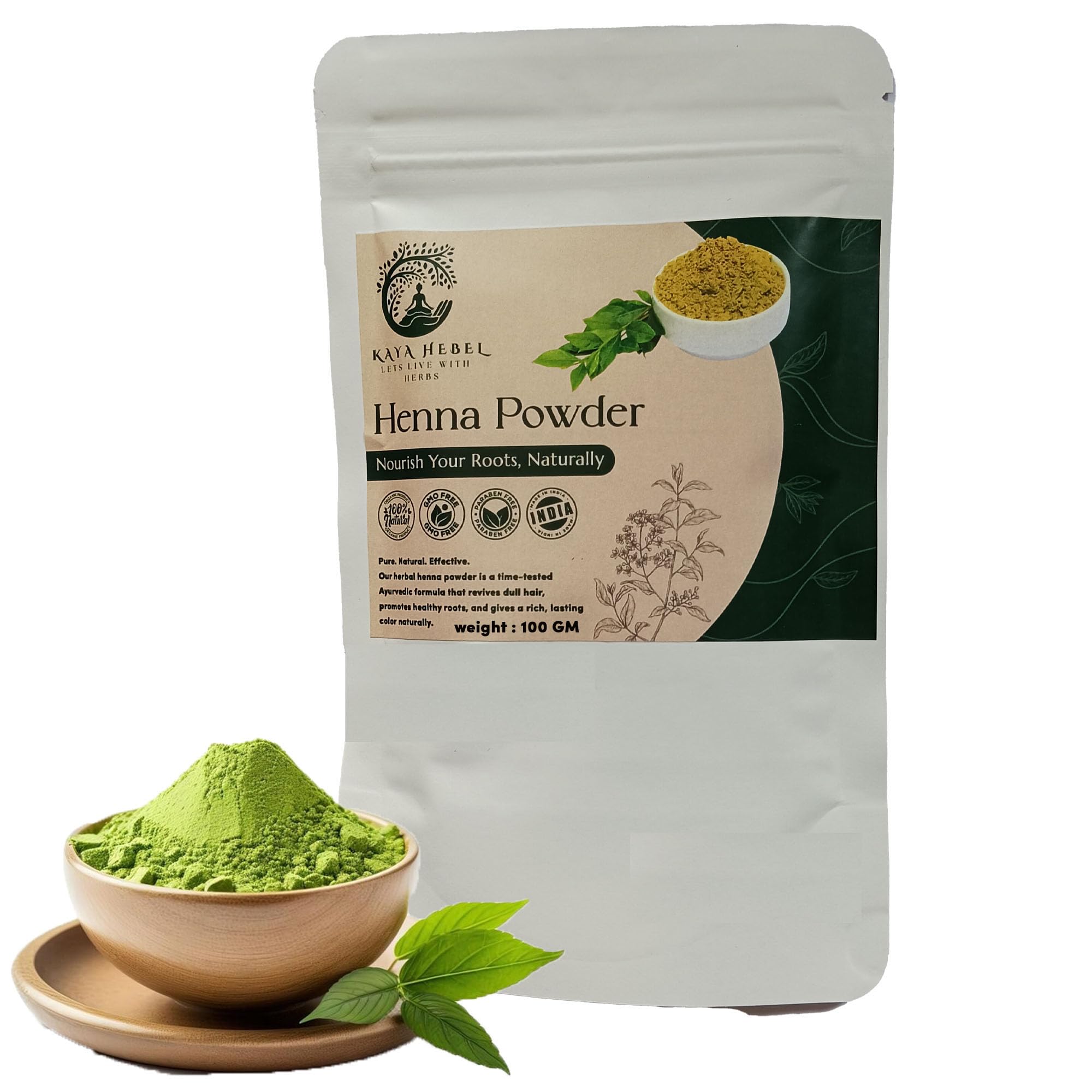 Kaya Hebel Natural Henna Powder for Hair, Reddish brown, 100 Grams (pack of 3)-picture-21