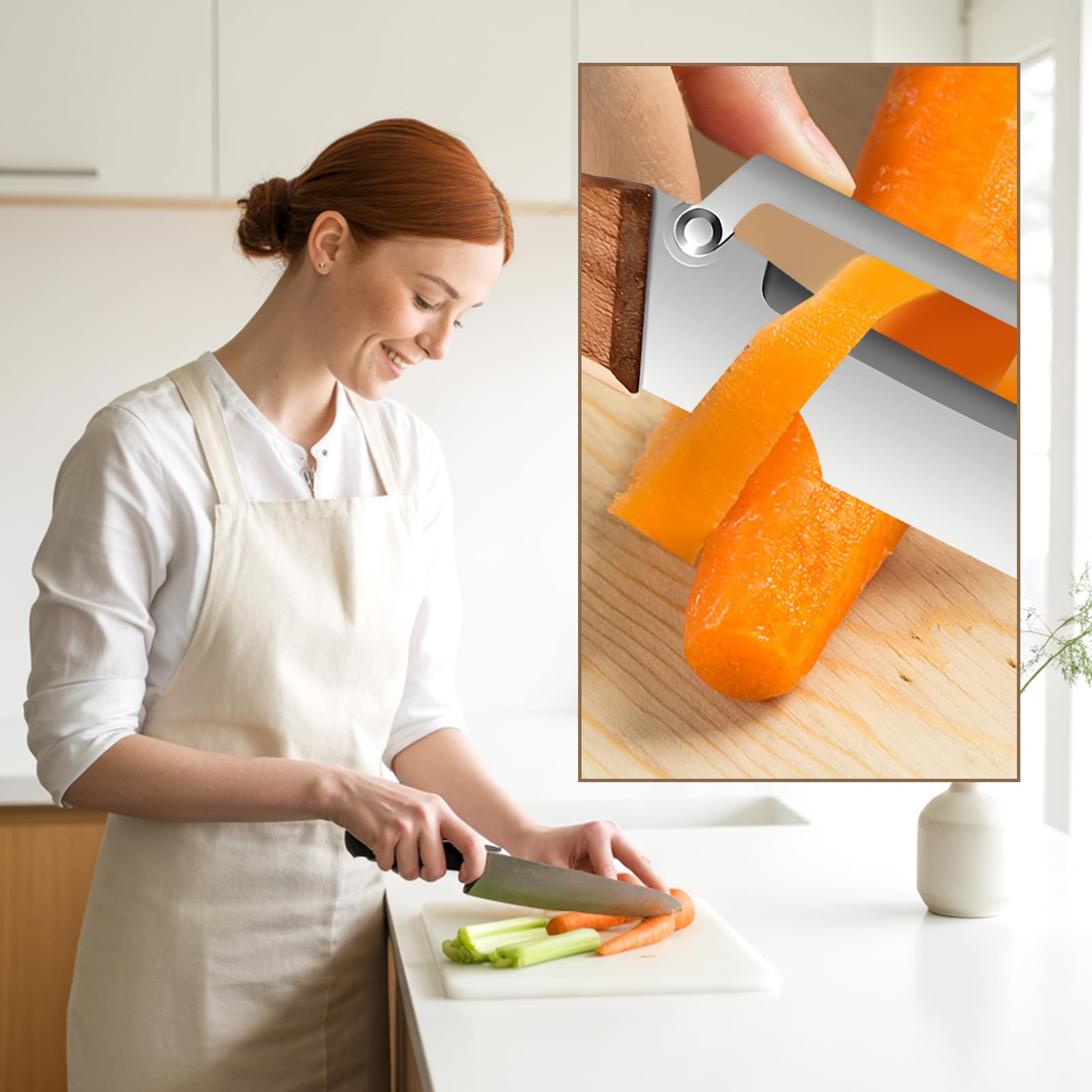 2PC Multi-Functional Vegetable Peeler for Kitchen,Vegetable Peeler Wooden Handle,2-in-1 Stainless Steel Fruit & Vegetable Peelers with Bottle Opener for Potato Pineapple — view 6
