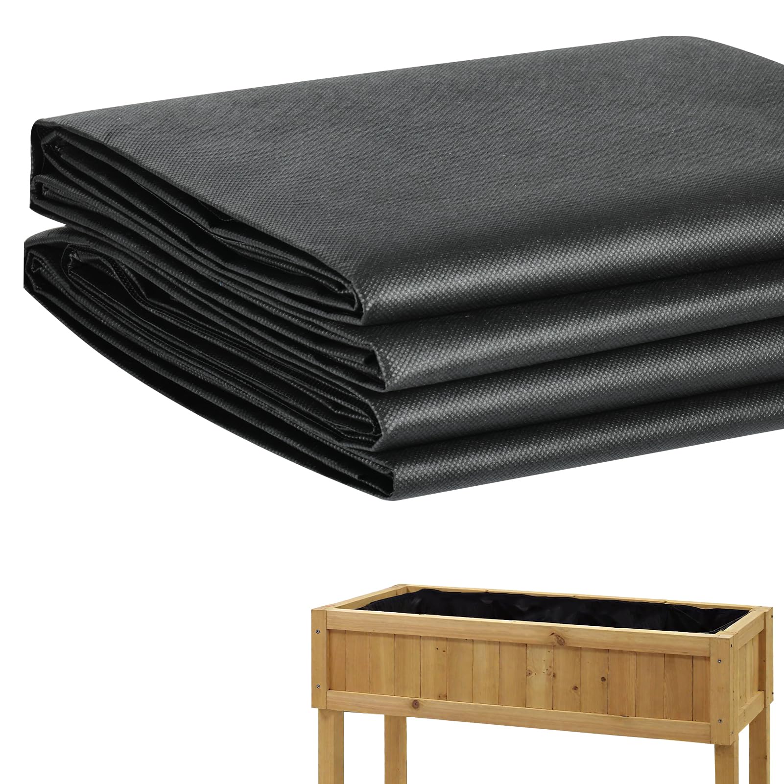 Lot de 2 doublures en tissu non tissé pour jardinière 2,9 m x 1,6 m noir évacuation d'eau rétention du sol