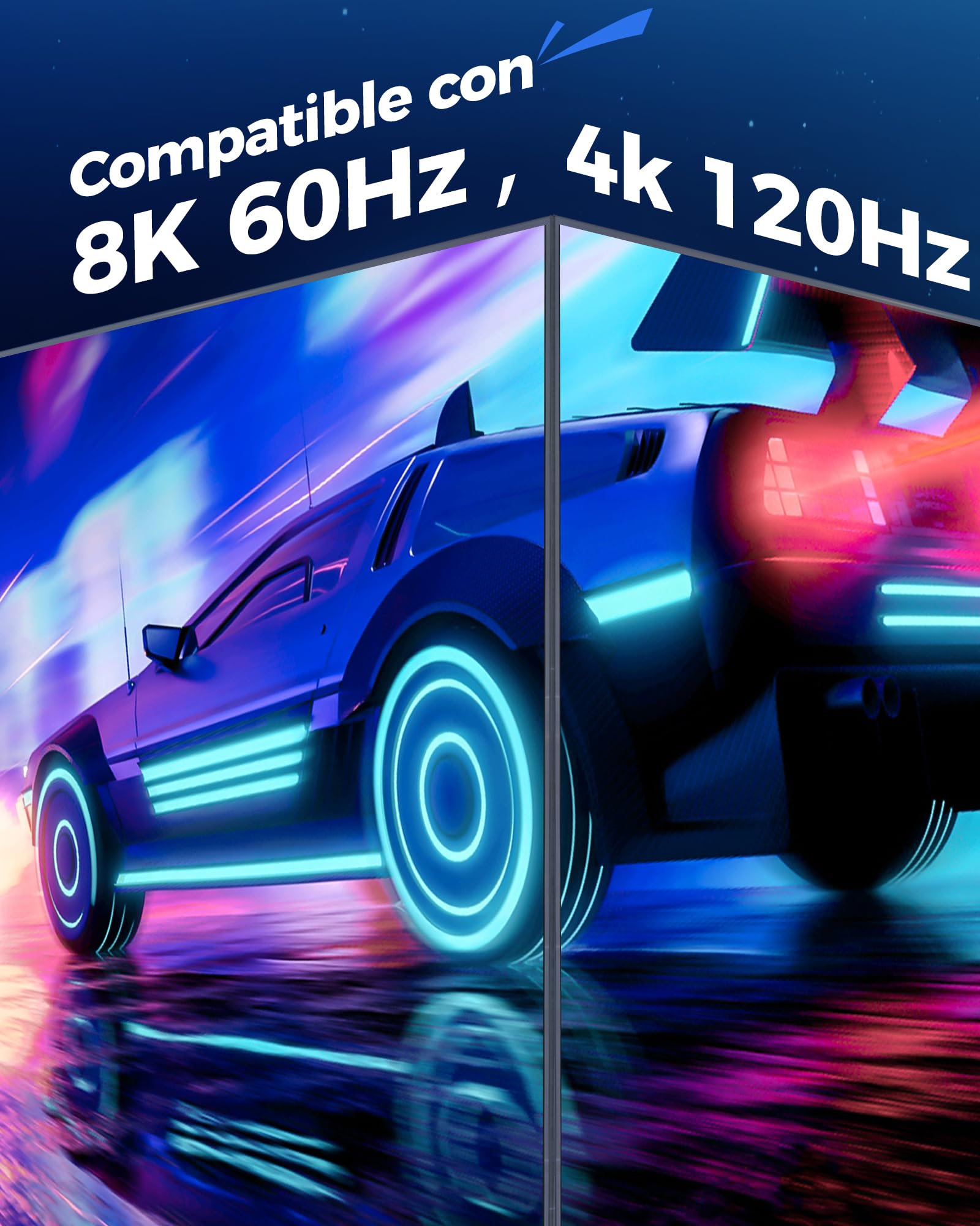 Cratree Cable HDMI 8K Ultra Alta Velocidad Cable HDMI,10K 8K 60Hz 4K 120Hz 48Gbps 2.1,Dolby Vision HDCP 2.3 eARC,Compatible con PS5 PS4 Pro HDTV Blu-ray Monitor 10 metros 1