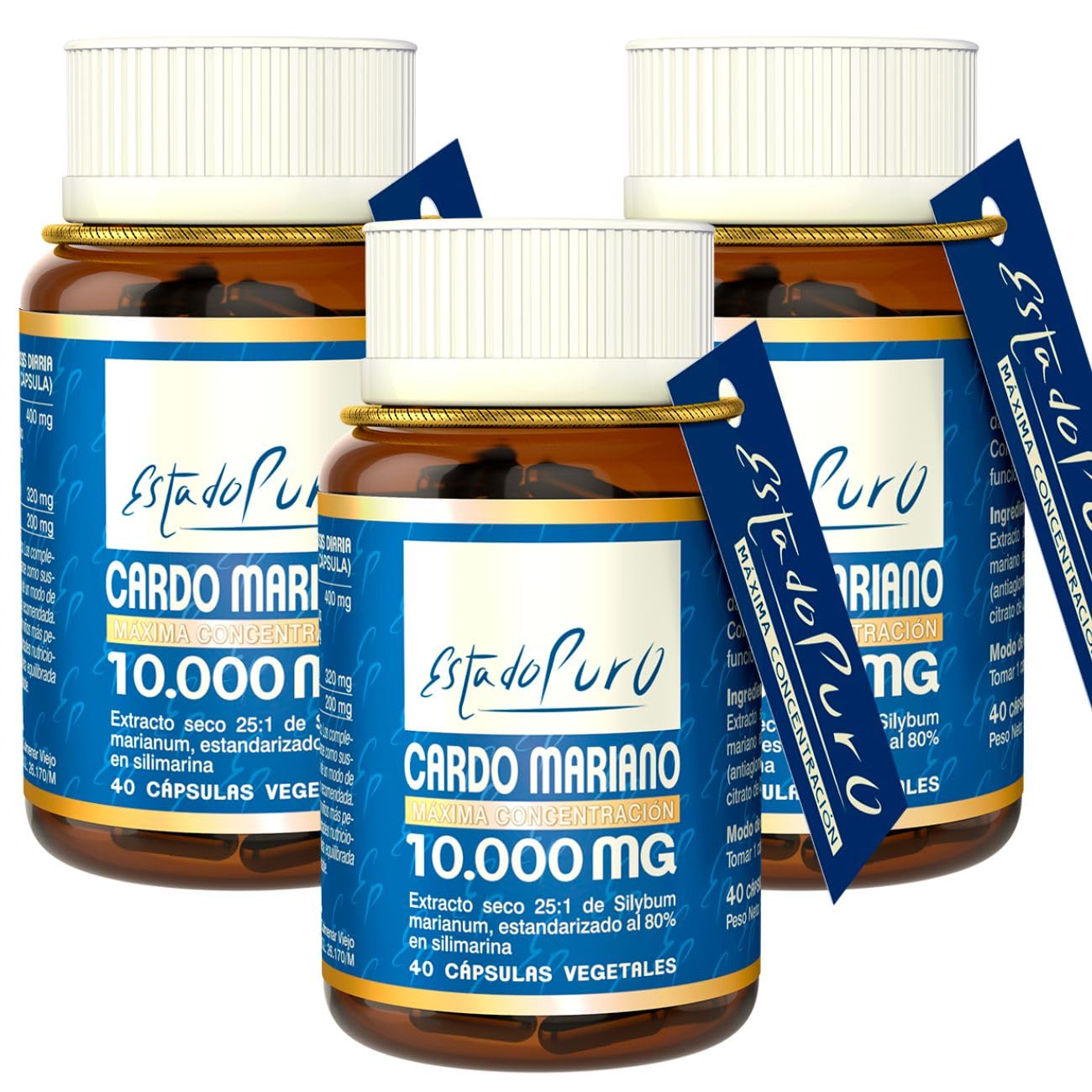 Cardo Mariano Estado Puro 10000mg | Extracto de Semillas Concentrado 25:1 con 80% Silimarina y Colina | Apoyo para el Hígado, Limpieza y Detox | 40 Cápsulas Vegetales de Tongil (Pack de 3)