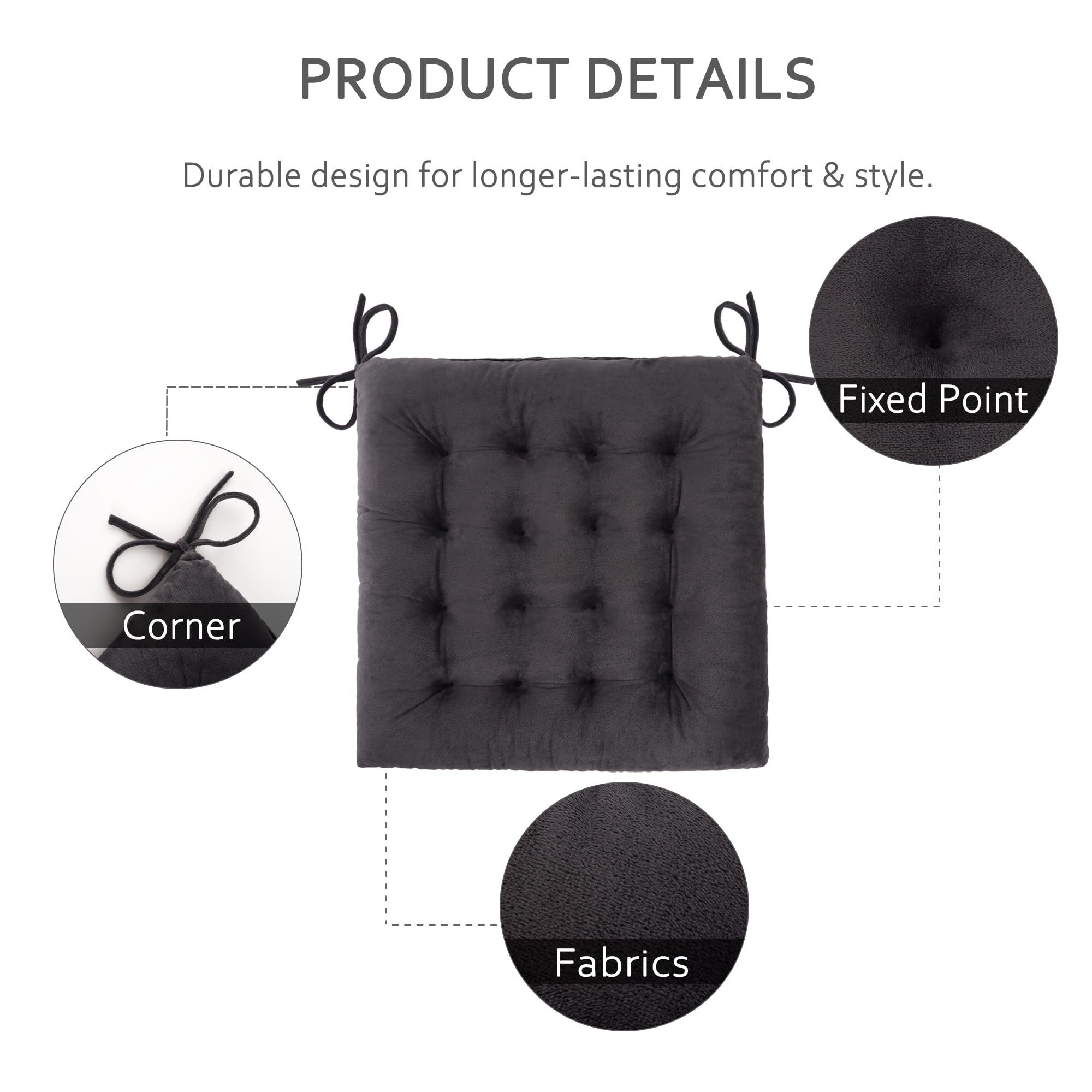 ELFJOY Dining Chair Cushion 19 X 19 Set Of 4 Extra Large Kitchen Chair Cushions