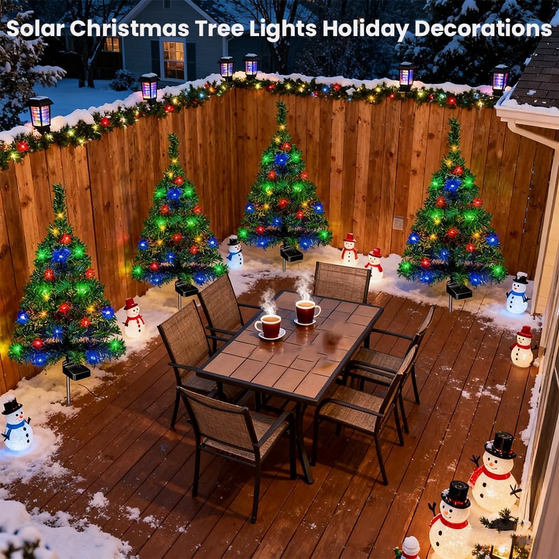 2026 New Waterproof Solar Christmas Tree Lights Holiday Decorations, Outdoor Courtyards, Gardens, Lawns, Small Path Lights, Atmosphere Lights, Solar Pathway Christmas Tree Stake Lights (2PCS)