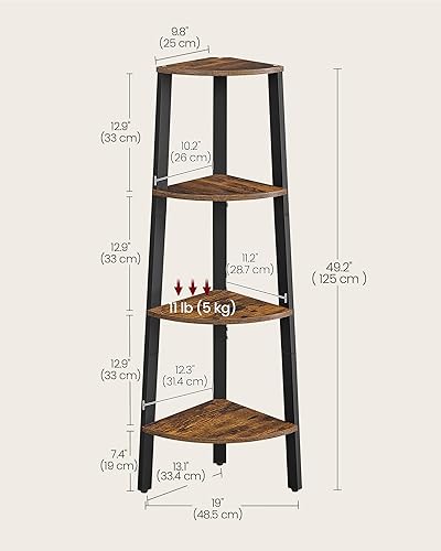 Miniatura 9 de VASAGLE ULLS35X - Estante esquinero de 5 niveles, estante de escalera industrial, soporte para plantas para sala de estar, oficina, cocina, marrón
