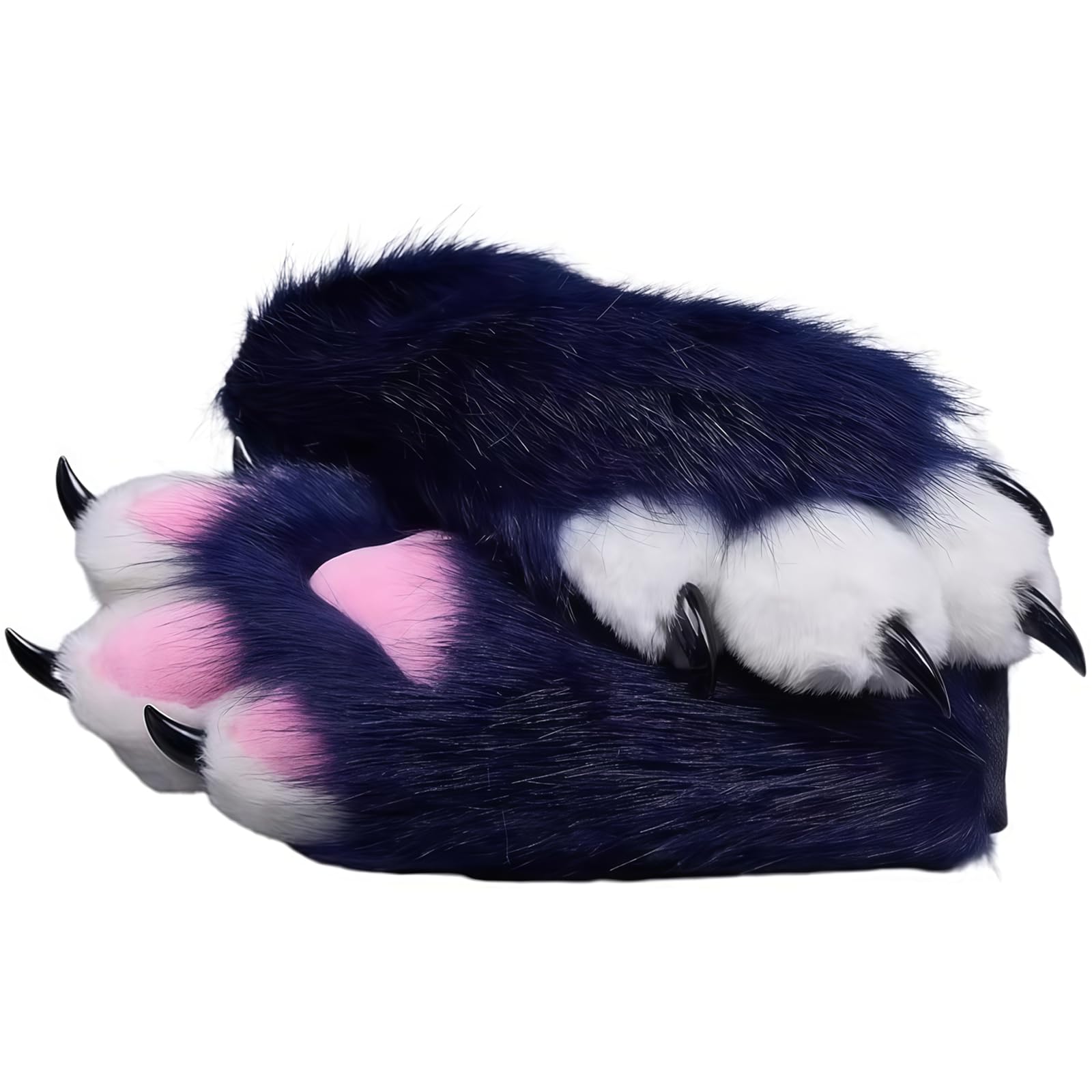 Fursuit paws gloves Multiple colors to choose from Furry claws Cosplay exhibition costumes Cat paw glove (Navy blue, One Size) โ image 1