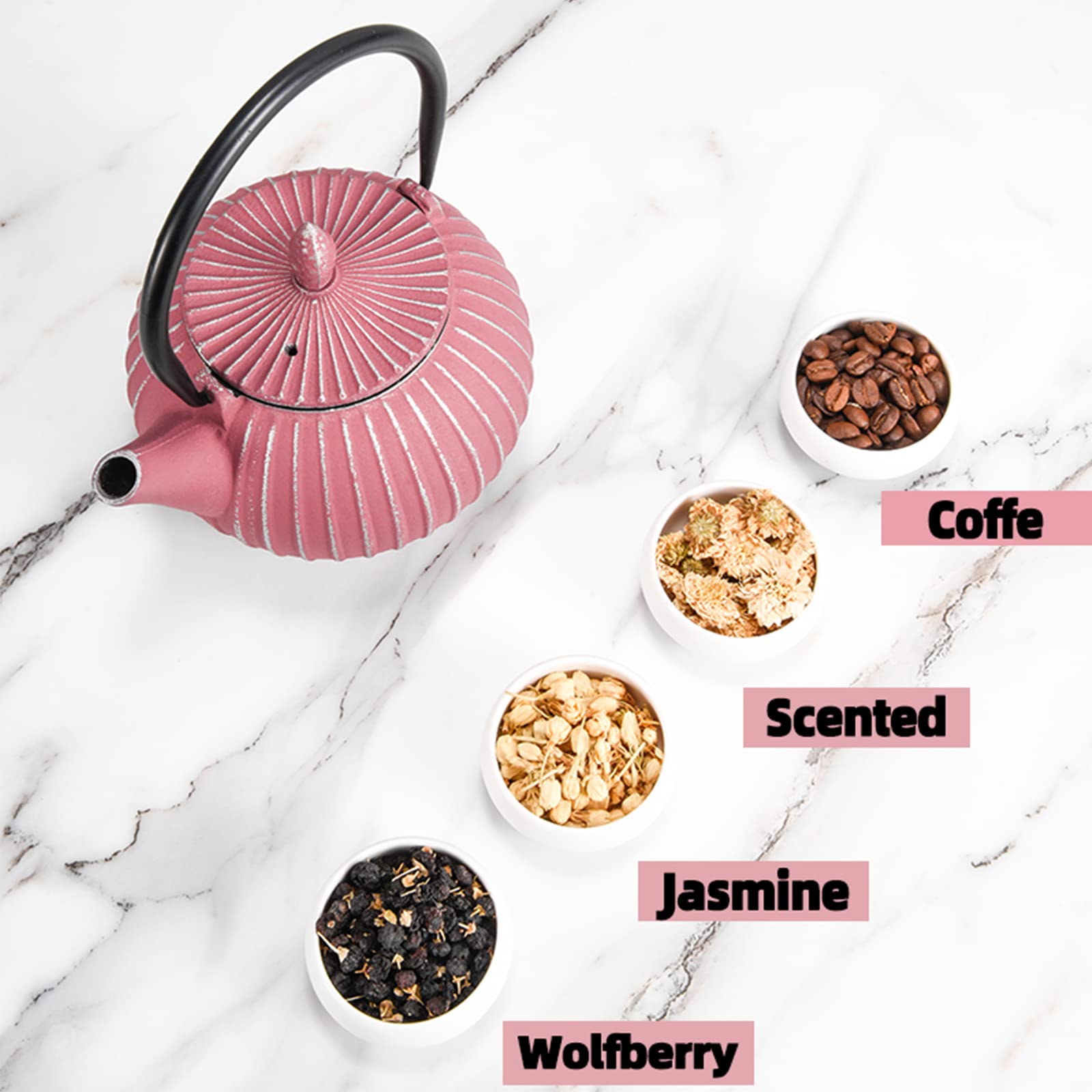 Théière Japonaise En Fonte 800ml MILVBUSISS - Émaillée Intérieur | Compatible Cuisinière | Motif Nuages