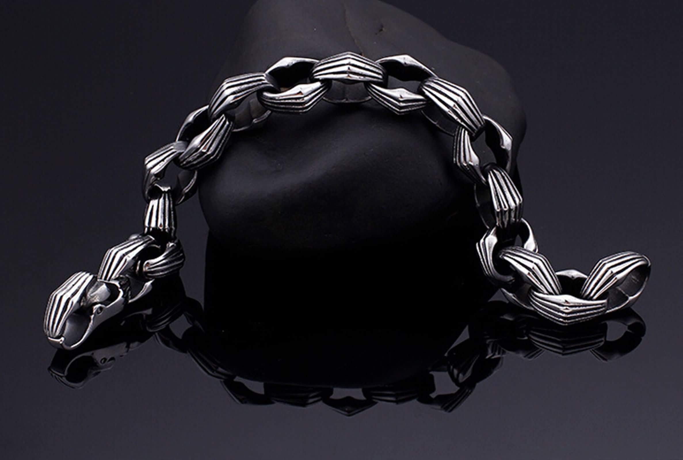 Braccialetti Catena Uomo,Bracciale di Acciaio Uomo Catena Bracciali Argento
