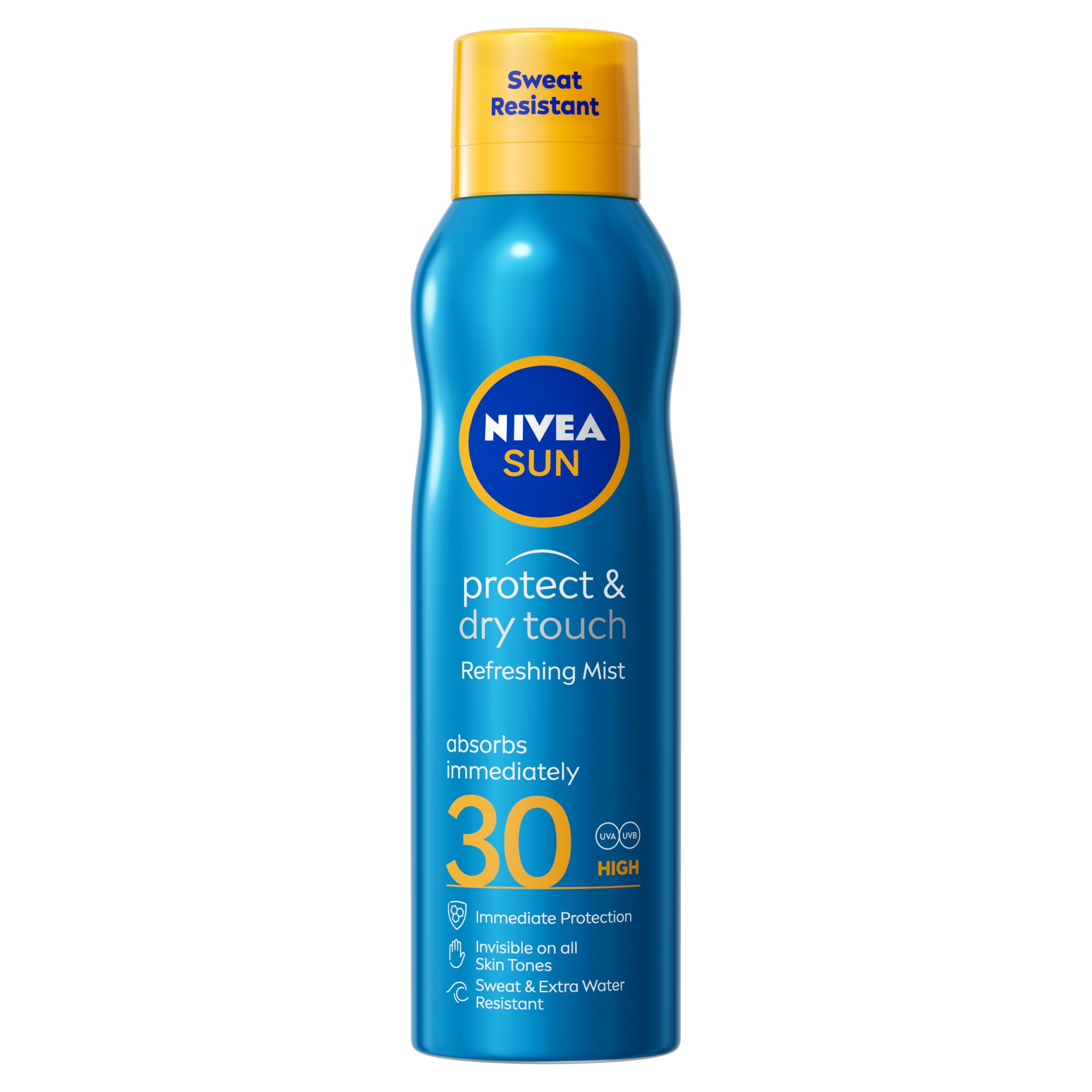 NIVEA SUN Protect & Dry Touch Refreshing Sun Mist Spray SPF30 (200 ml), Water-Resistant Sun Spray, Immediate Protection Against UVA/UVB Rays, Sunburns, Premature Ageing