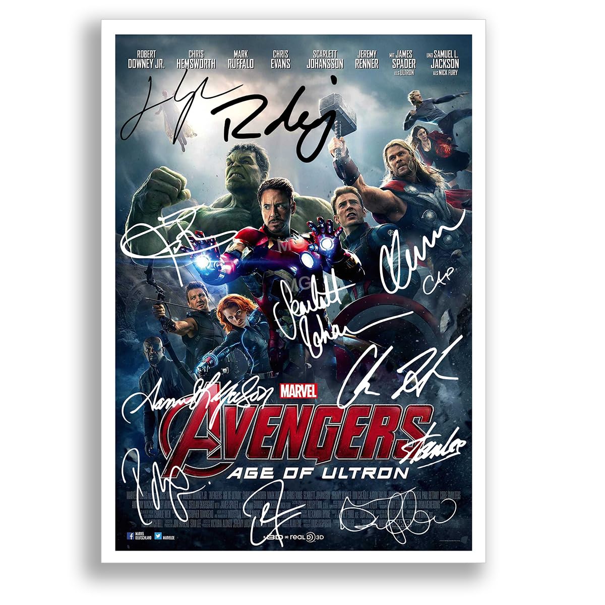 Mounted Gifts Trading Avengers Age Of Ultron A4 Poster Only The Avengers All Movie Film Posters Cast Signed A4 Poster Photo Print Framed Autograph Gift Robert Downey Jr, Chris Evans, Mark Ruffalo, Chris Hemsworth (Avengers Age Of Ultron A4 Poster Only)