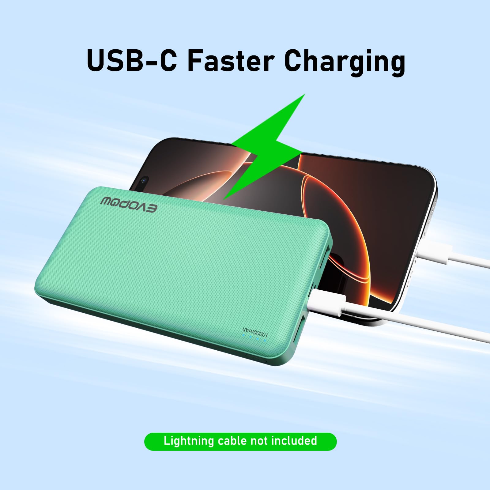 Chargeur portable 10 000 mAh Bleu et vert