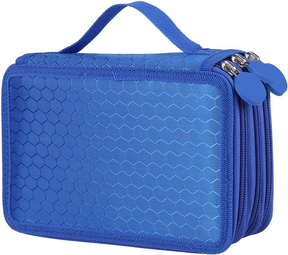 Estuche para Lápices de Alta Capacidad, 52 Ranuras Estuche para Lápices con Cremallera de Gran Capacidad de 3 Capas, Estuche para Lápices de Papelería Multifuncional Estuche para Lápices(Azul)