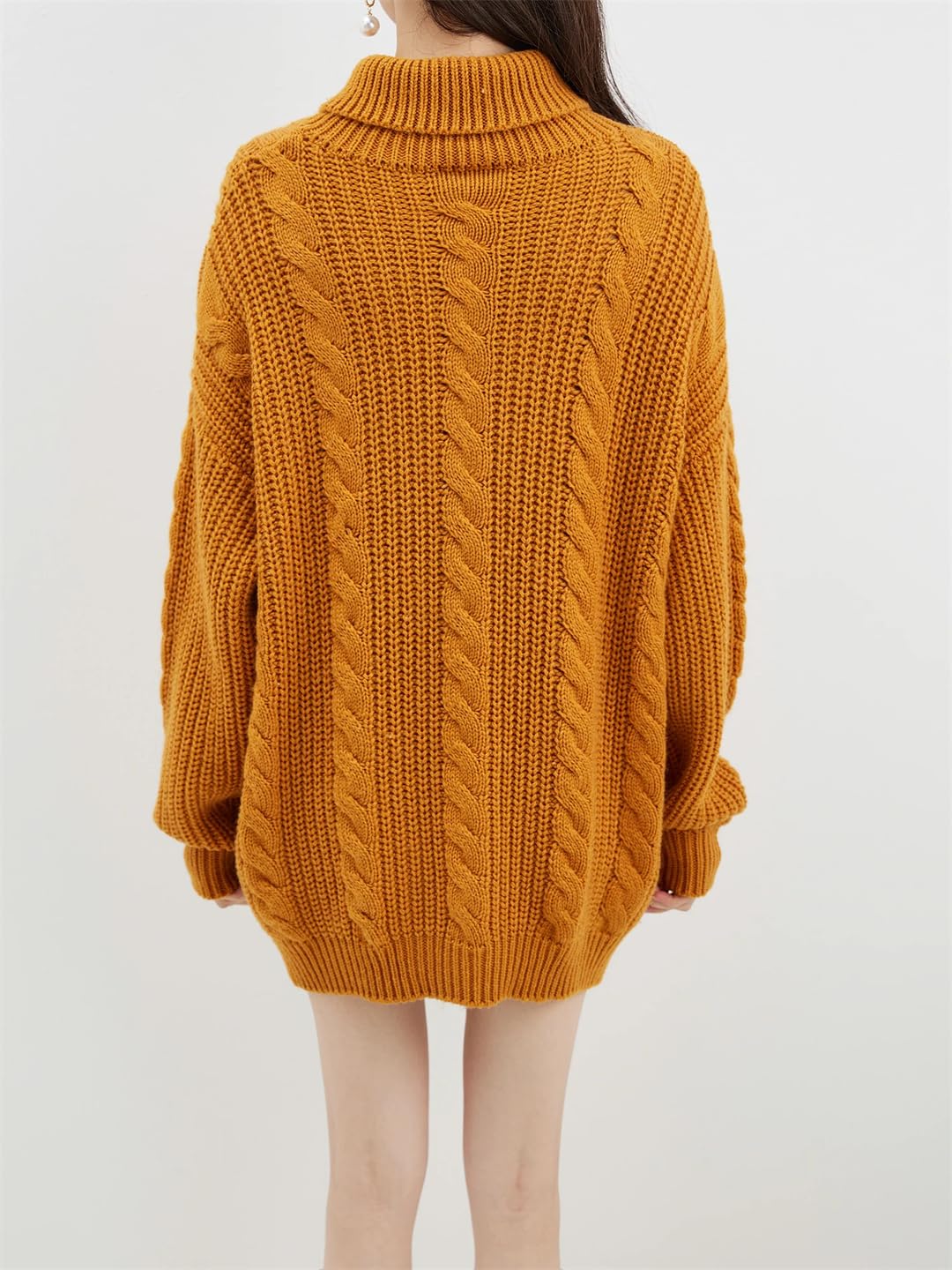 Disimlarl Damski sweter z golfem z wełny merynosów, sweter zimowy, oversize, sweter z długim rękawem, dzianinowy sweter