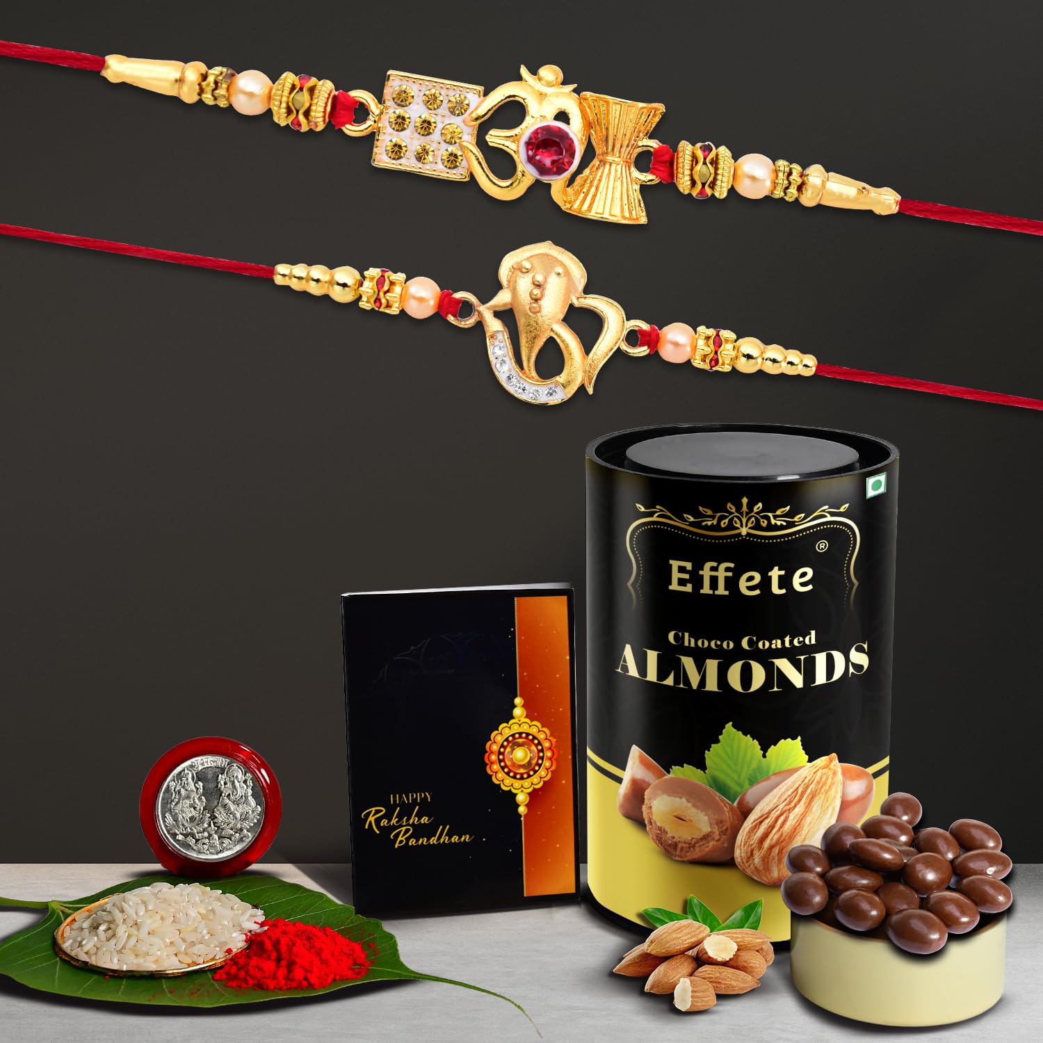 DeoDap (K2_412+413_AS) Rakhi Combo & Assorted Chocolate Dryfruits 96gm| Rakhi & Chocolate for brother | Fancy Rakhis for men stylish | rakhi with gift | Rakhi Combo | Set of 2 | Effete Chocolate (B0CC9B4JM3) Amazon Price History, Amazon Price Tracker