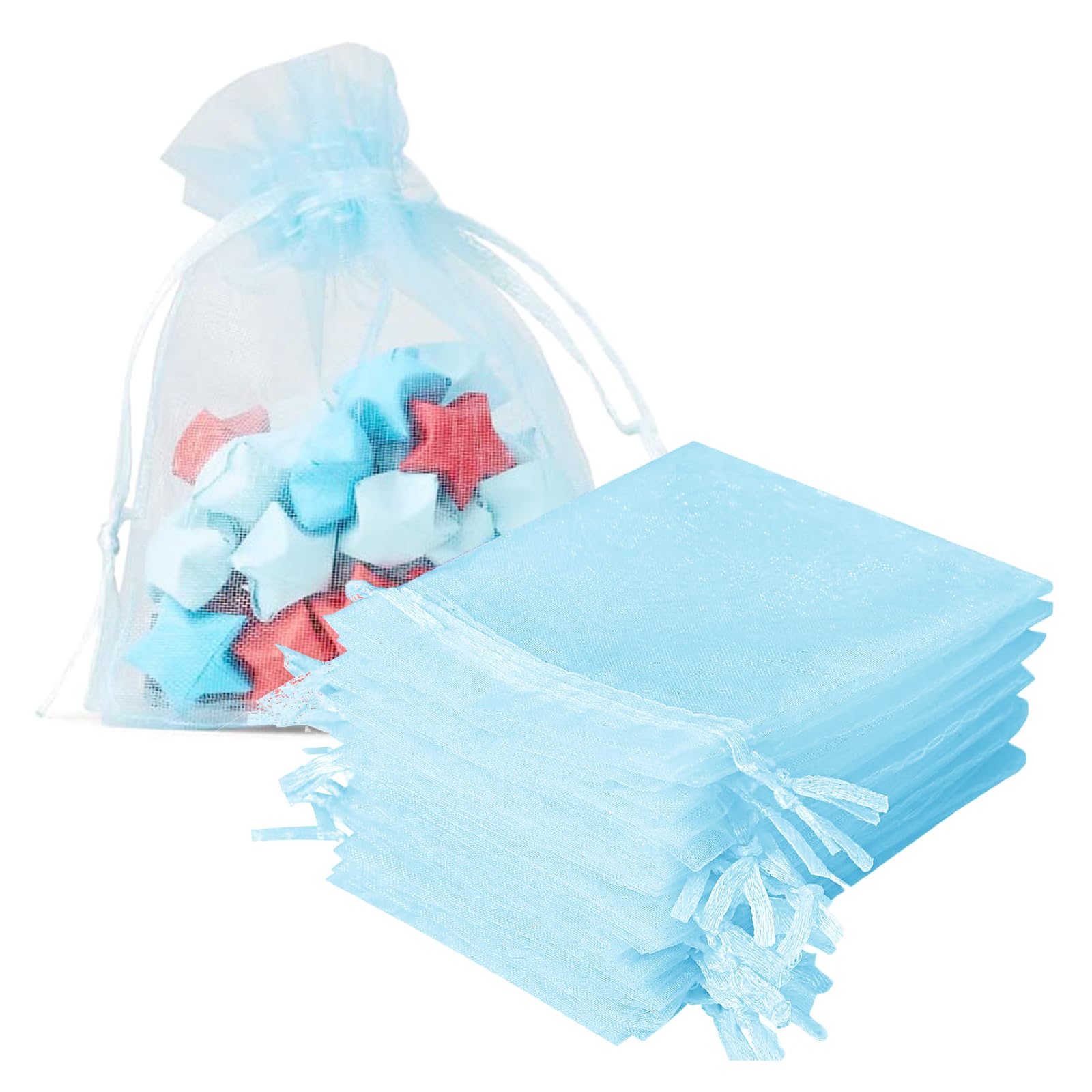 FACATH 100 Stück Organzasäckchen 7x9cm, Organza Säckchen Bun