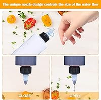 Vista 4 de Honeydak 30 botellas de plástico Boston de 8.5 onzas para salsa, dispensador de condimentos vacío con tapa giratoria y 2 embudos, ideal para salsa