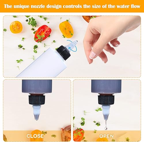 Miniatura 4 de Honeydak Paquete de 30 botellas exprimibles de 8.5 onzas para salsa, botellas de plástico para condimentos, rociador, botella dispensadora de