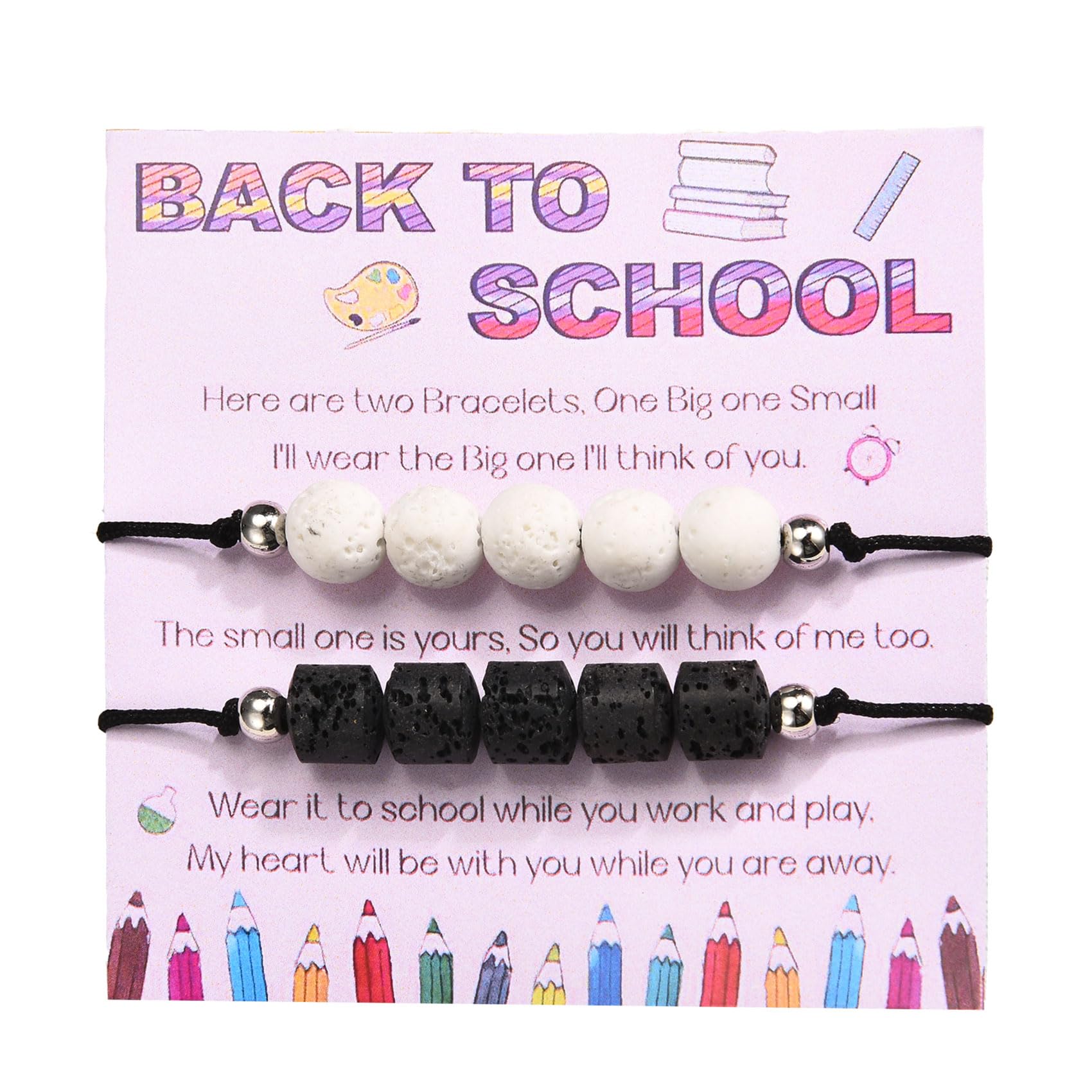 Back To School Bracelet for Girls Boys Daughter Son from Mommy, Adjustable Bracelet for School Girls Boys | Cute Dinosaur/Heart/Butterfly/Bear Bracelets Gifts Stuff Supplies