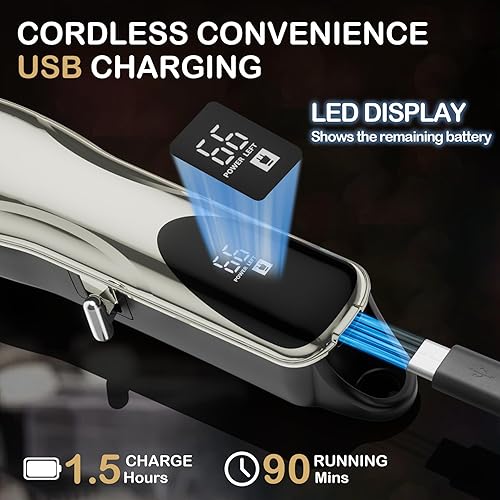 Miniatura 2 de Recortadora de barba para hombres, recortadora de pelo corporal reemplazable con 5 peines de límite para hombre, peluquería personal para cortar el