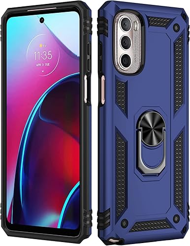 Miniatura 8 de Funda de grado militar para Moto G Stylus 5G 2022, anillo giratorio de metal de 360 grados, soporte de soporte, armadura resistente a prueba de