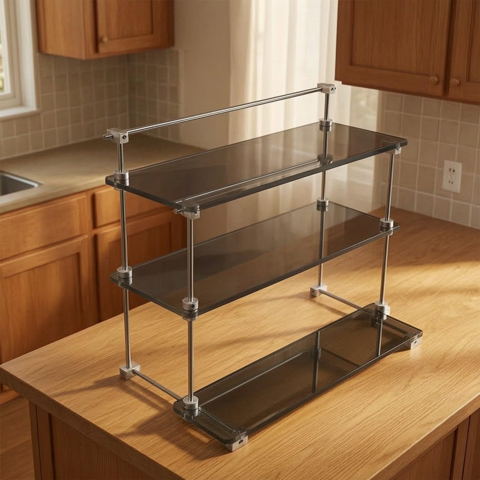 Yajuyi 3 Niveles Estable | Multiusos, Resisn, Organizador Mesa con borde, para Escritorio, Transparente