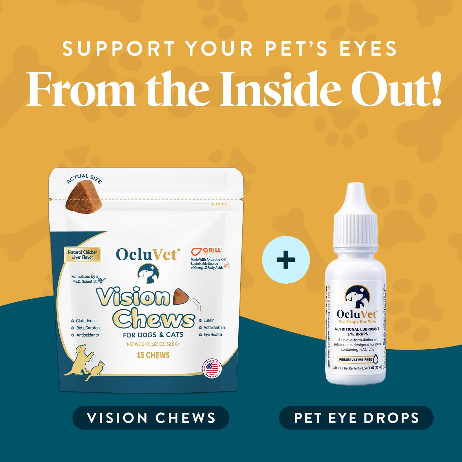 OcluVet Eye Supplement Bundle for Dogs & Cats, 15 Chews & 16 mL Drops — Amazon image 2