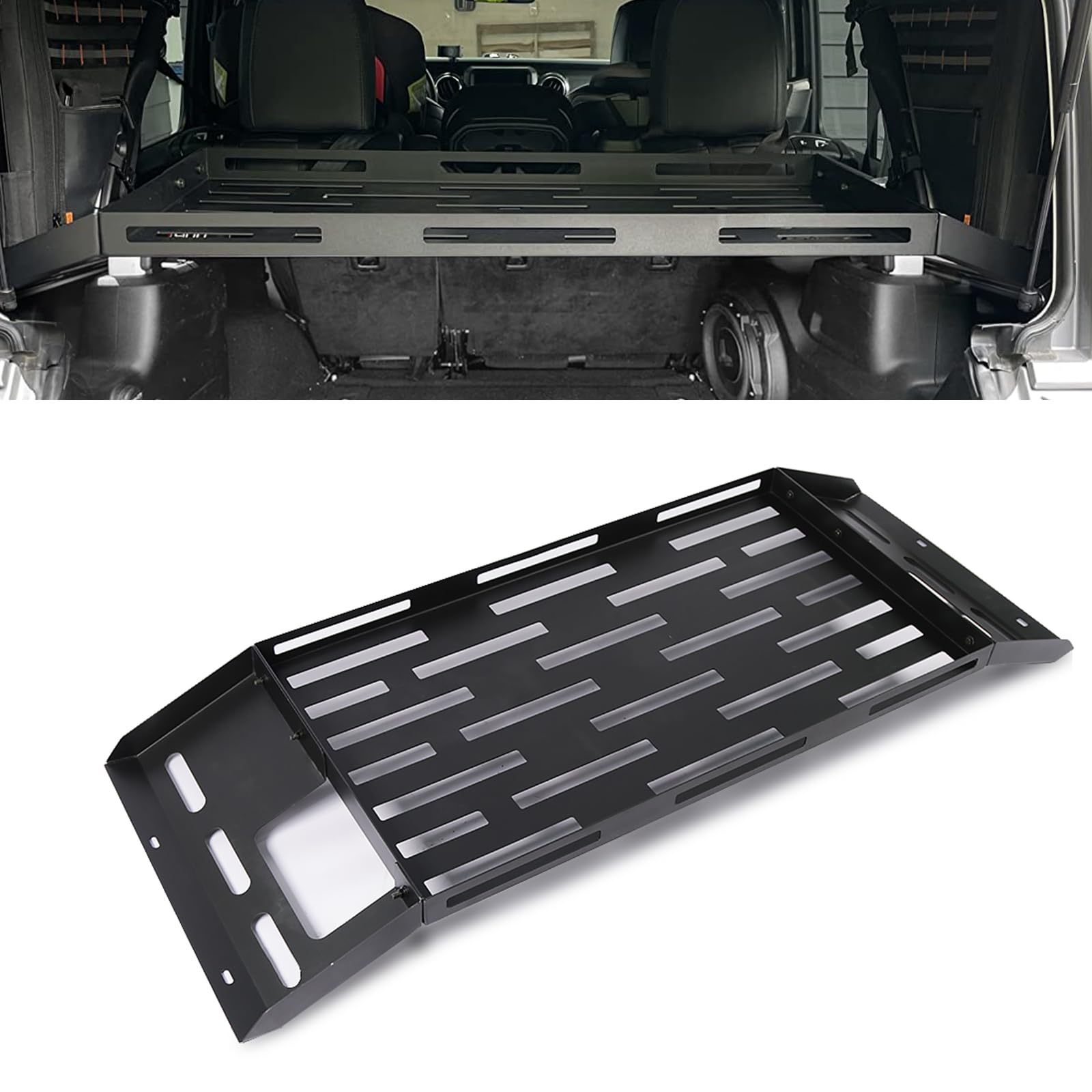 PARTREE Jeep Wrangler JL 2018-2024 4 Door Trunk Cargo Rack, Black Alloy Steel, 300 Pounds Load Capacity, Strap Mount, Rack, Cargo Rack