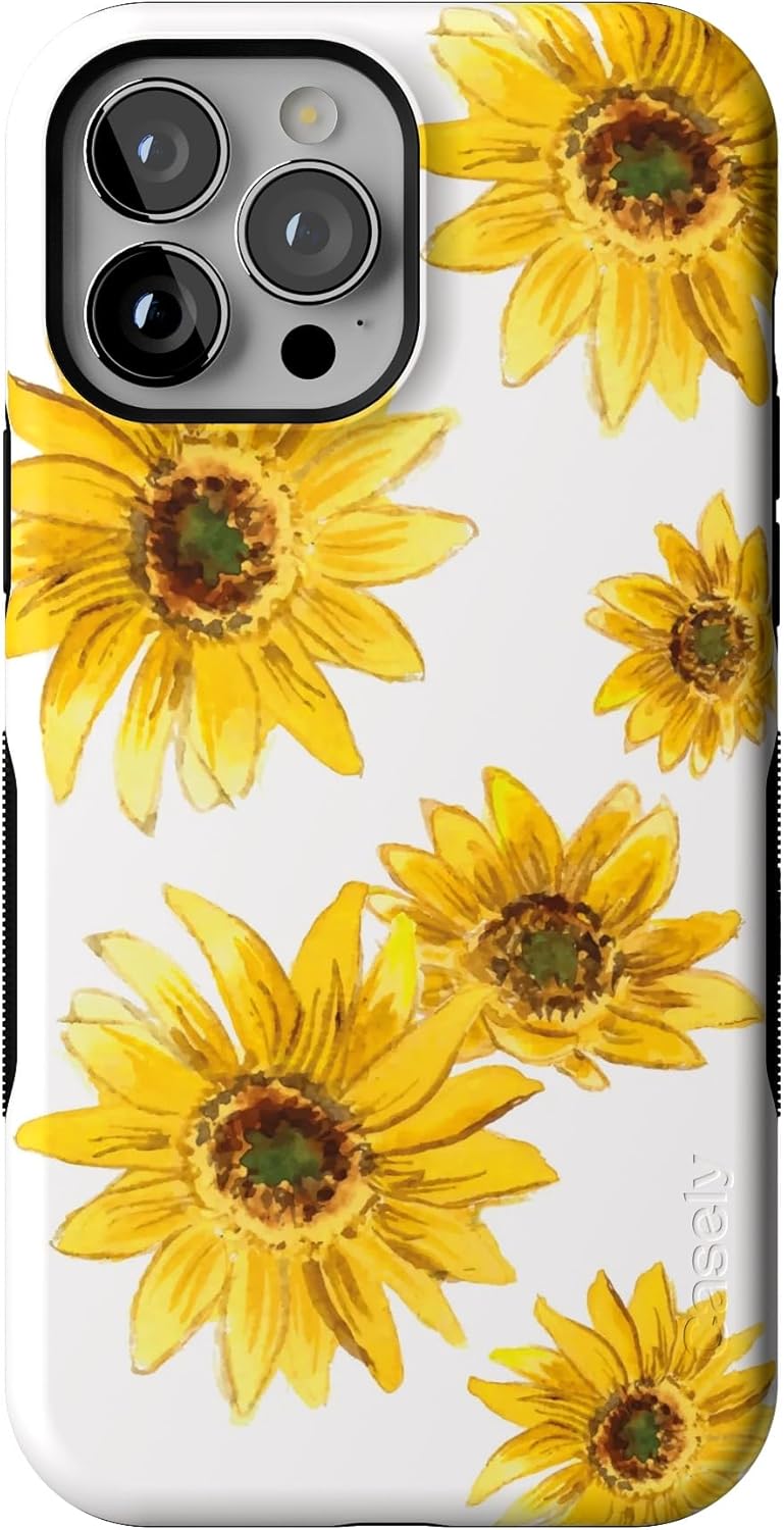 Casely iPhone 13 Pro Max Case | Golden Garden | Yellow Sunflower Floral | Compatible with MagSafe | Bold Protective Design