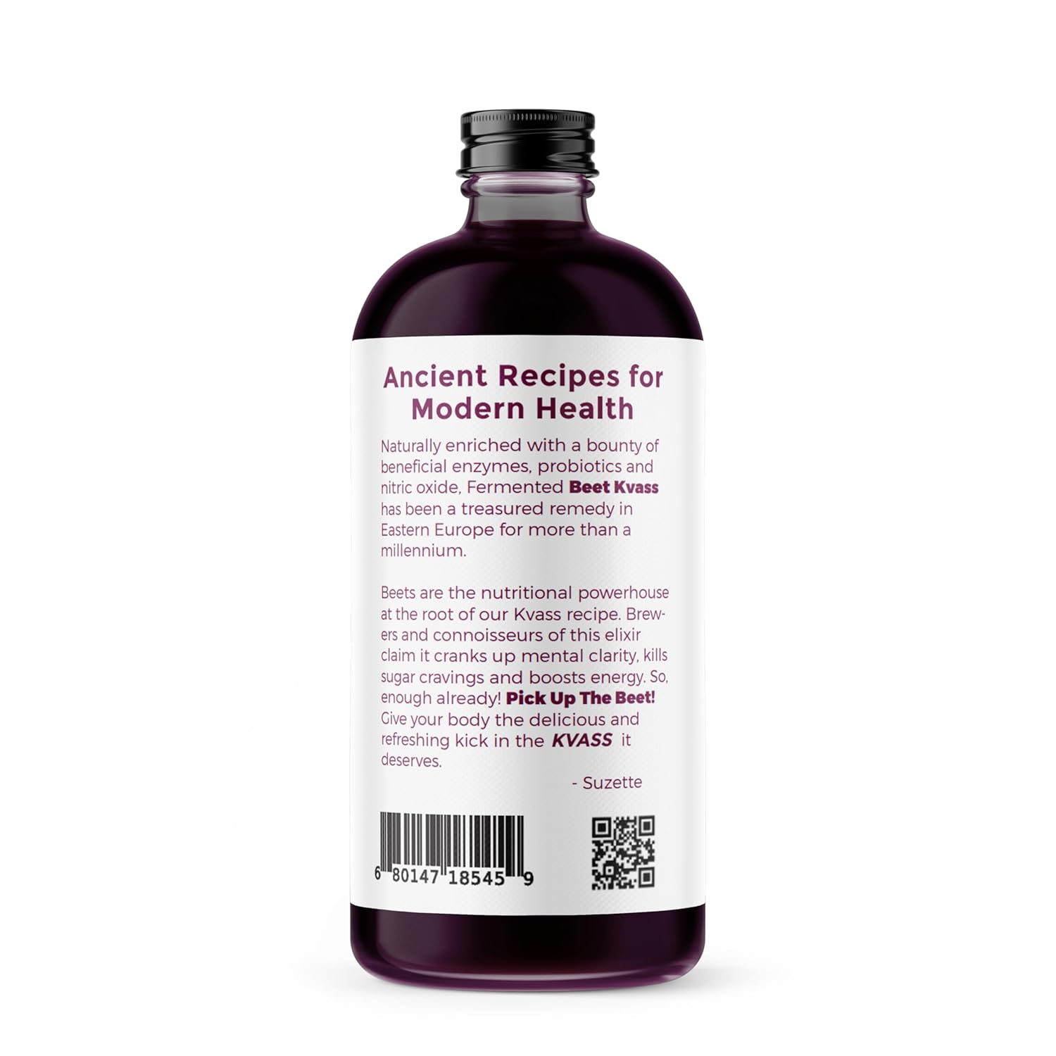 Pick Up The Beet Organic Beet Juice Kvass with Live Probiotics, Vegan - Natural Nitric Oxide Boost, Fermented Beet Tonic, Sugar Cravings Support, 16 Ounces, 1 Bottle