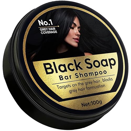 Jabón negro para cabello gris, barra inversa de cabello gris espartano, tratamiento de oscurecimiento y restauración del cabello, fórmula natural a