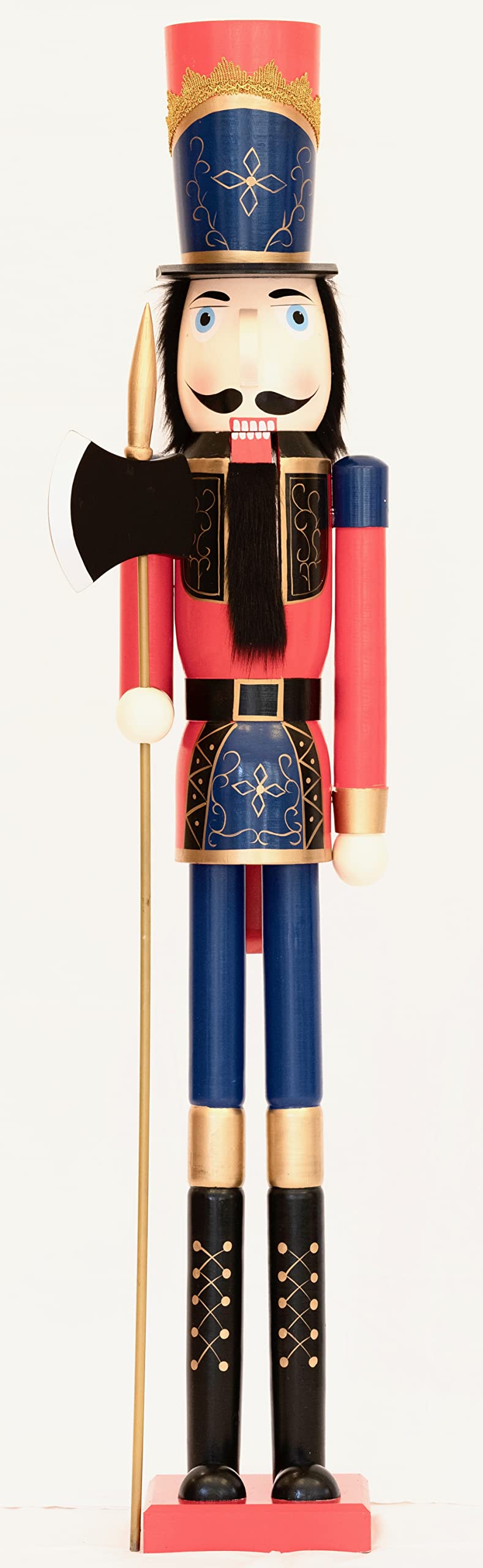 Giant Life Size Large Nutcracker 100% Solid Wood Christmas Decoration Xmas Indoor Outdoor for Event/Ceremonies/Commercial (Axe nutcracker, Height: 150cm/5ft)