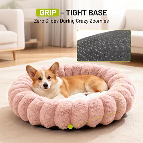 Miniatura 3 de Cama para gatos en forma de dona, cama de felpa suave para mascotas, sofá redondo esponjoso para gatos, lavable, antideslizante, cama para perro,