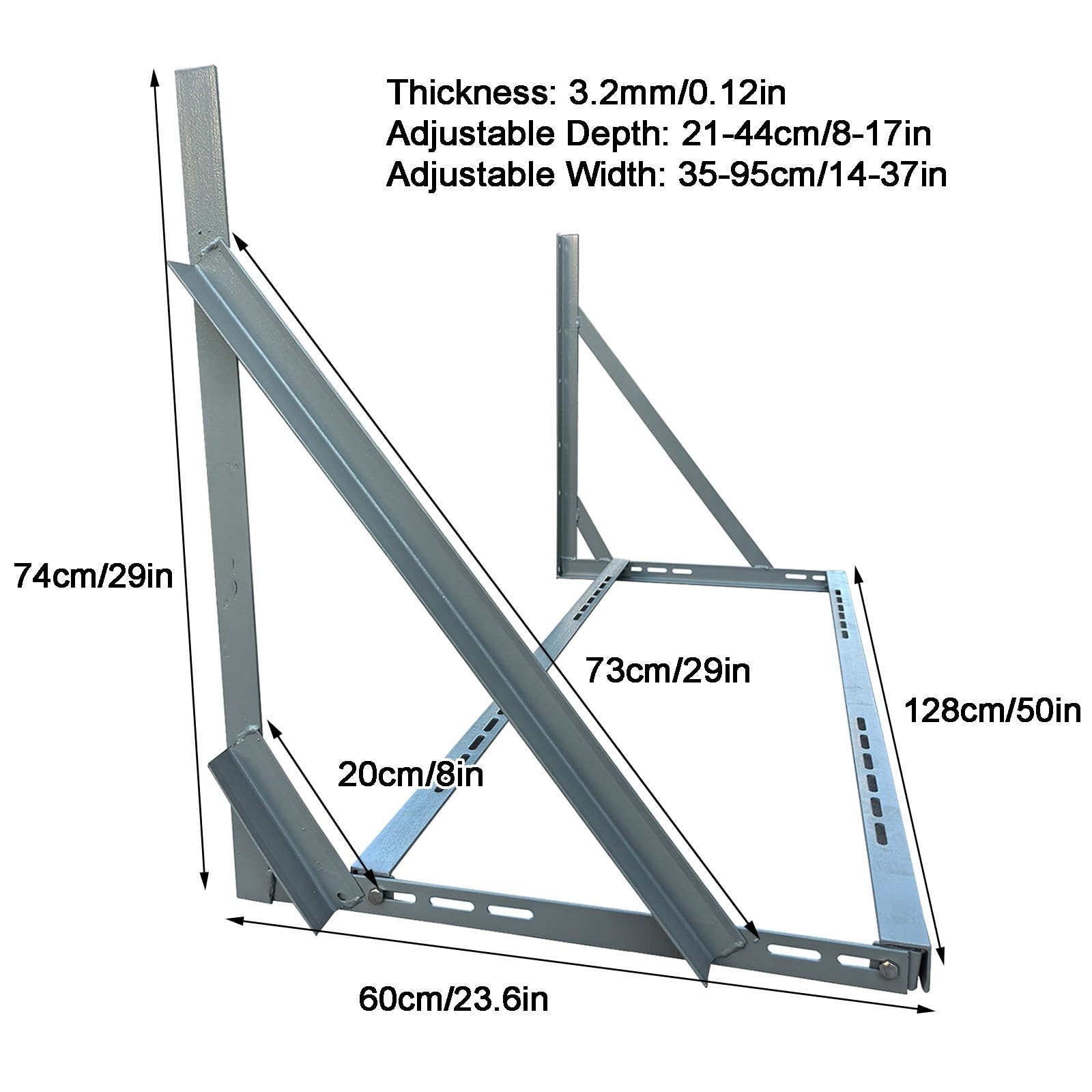 Soporte Aire Acondicionado Exterior, Kit Aire Acondicionado de Hierro Angular con Doble Travesaño, para Bombas de Calor Sin Ductos Mini Split, Capacidad de 400 Kg